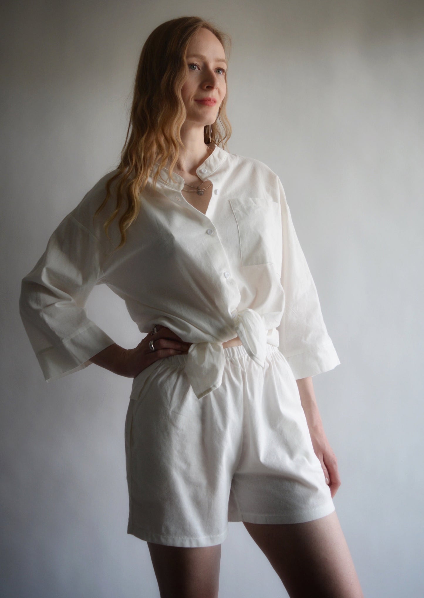 Cotton Shorts in Porcelain color