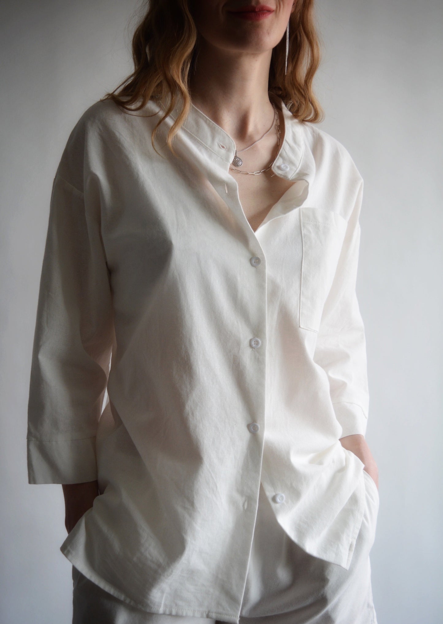 Cotton Shirt in Porcelain color