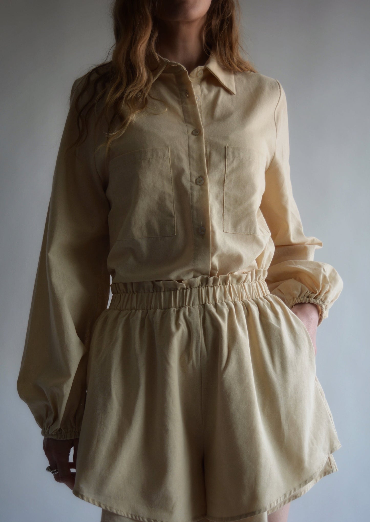 Cotton Blouse in Beige color