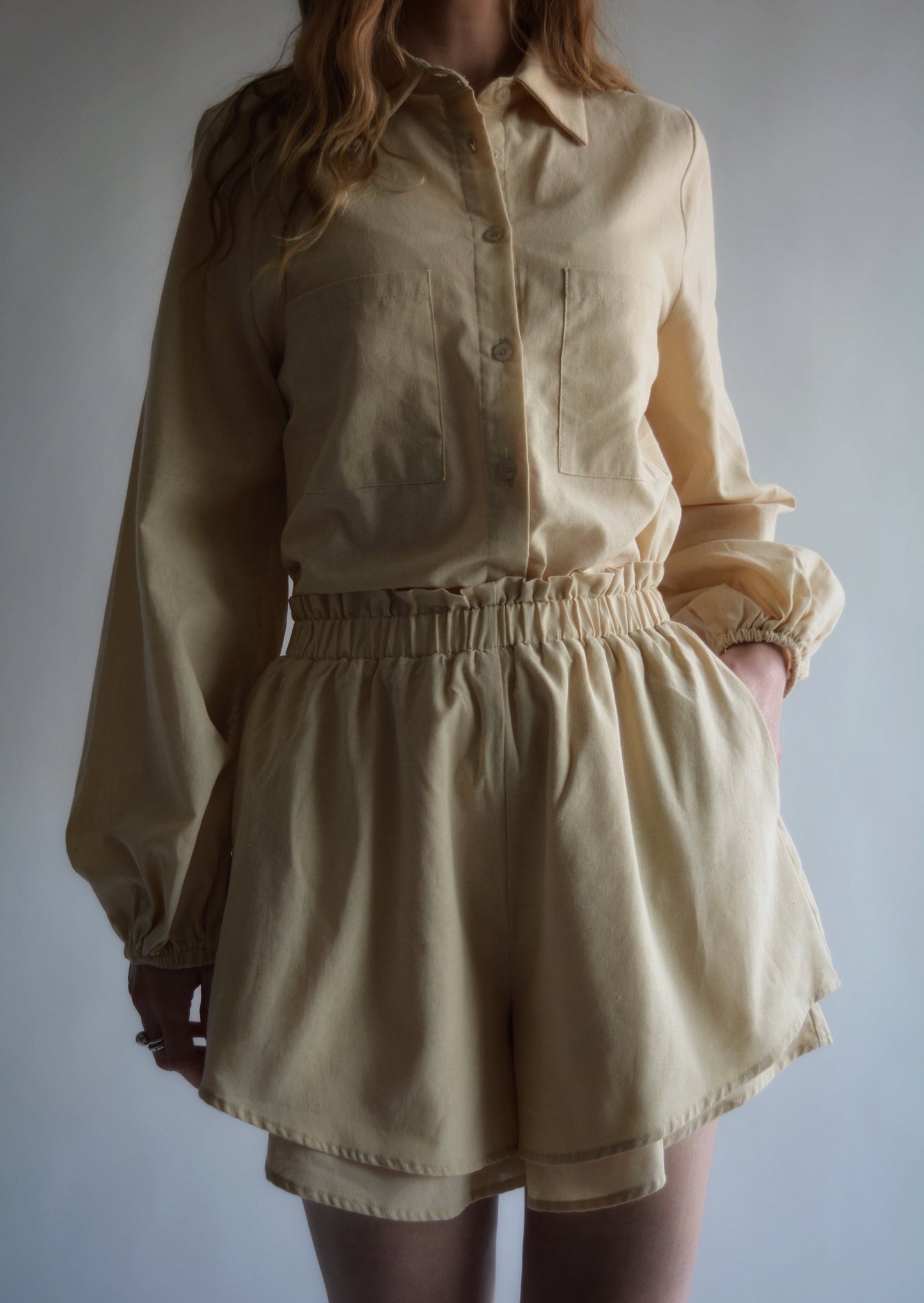 Cotton Shorts in Beige color
