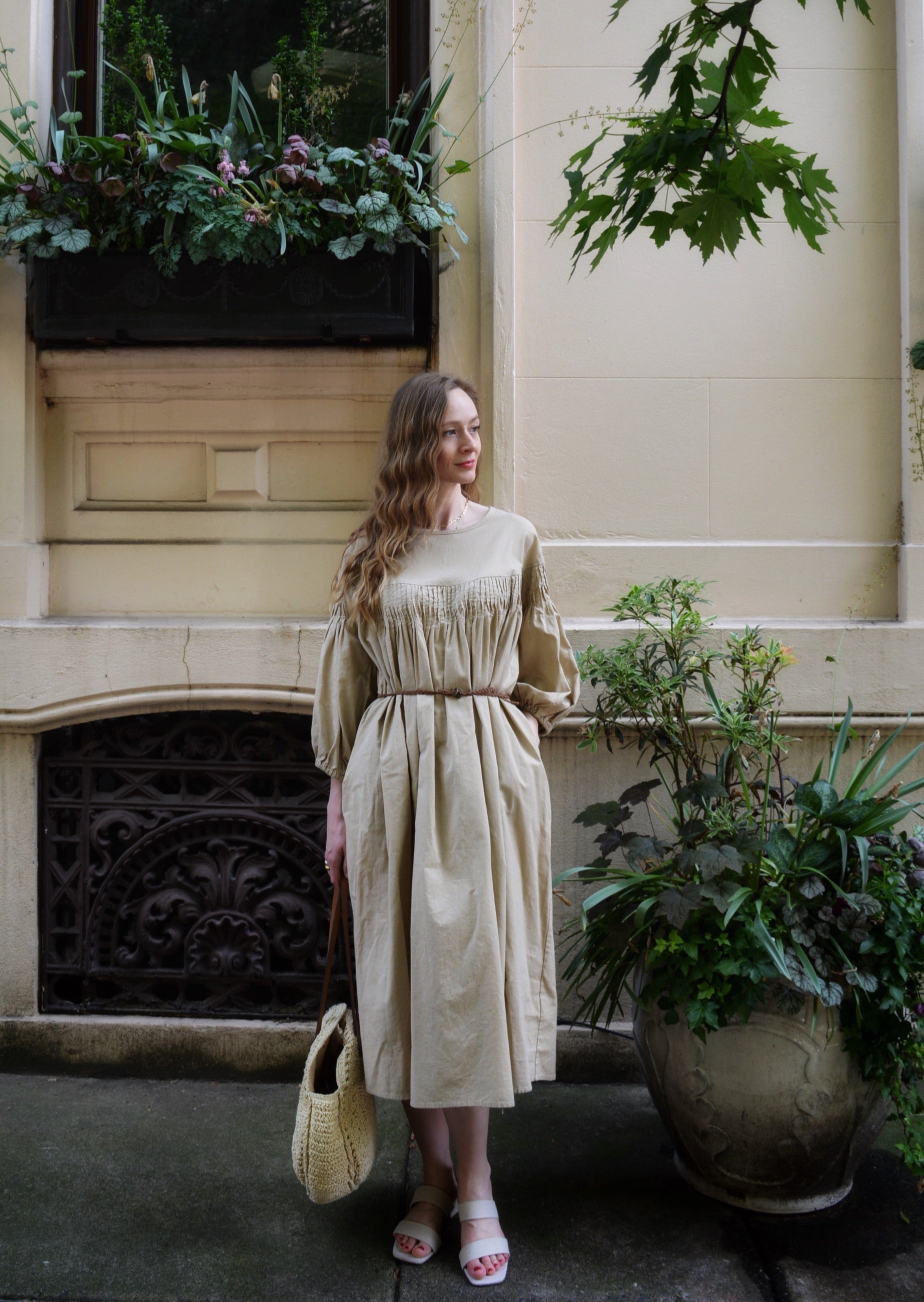 Oversize Dress Linen&Cotton in Matte Beige Oversize Dress Linen&Cotton in Matte Beige