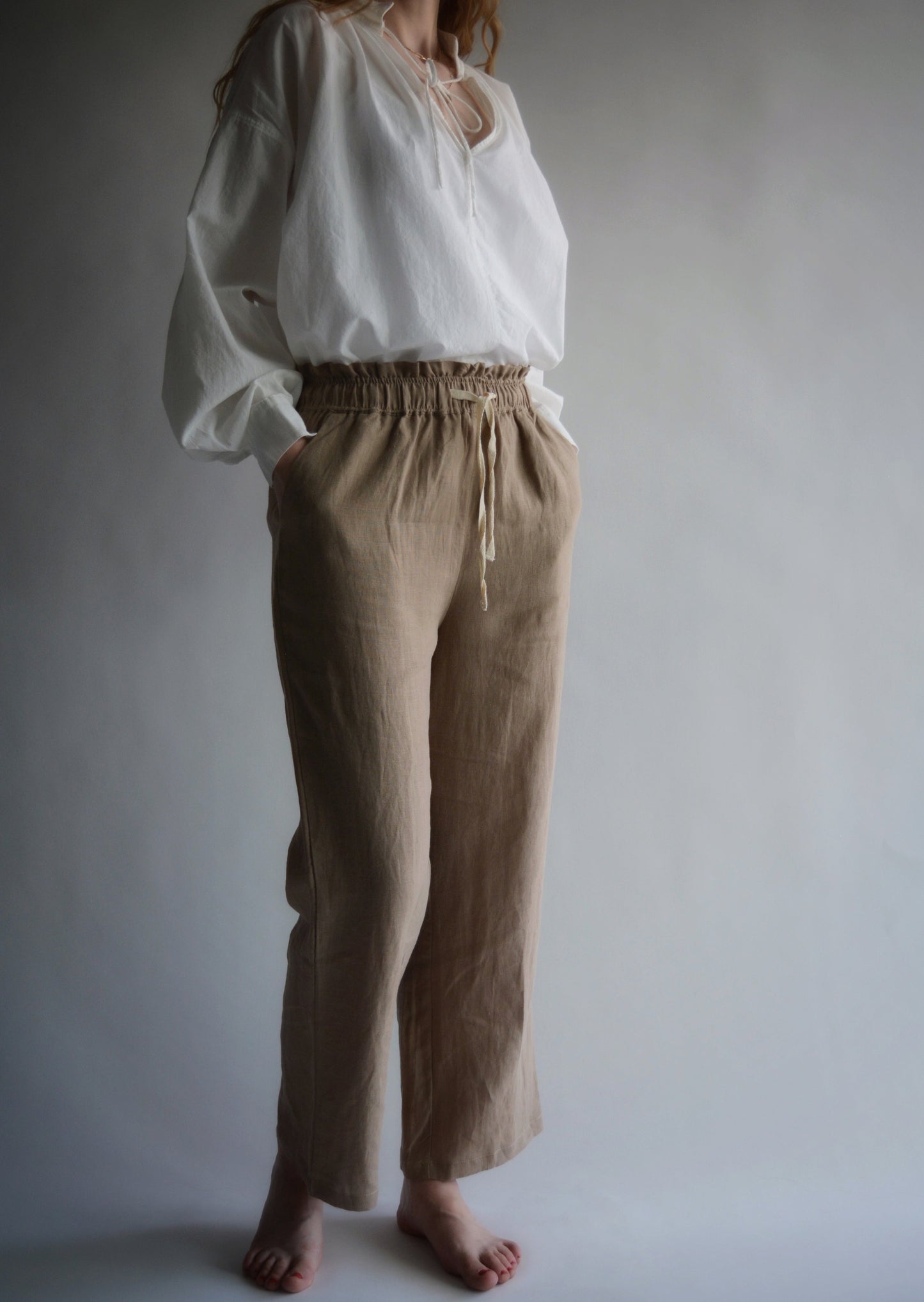 Linen Pants in Bronzed Brown color