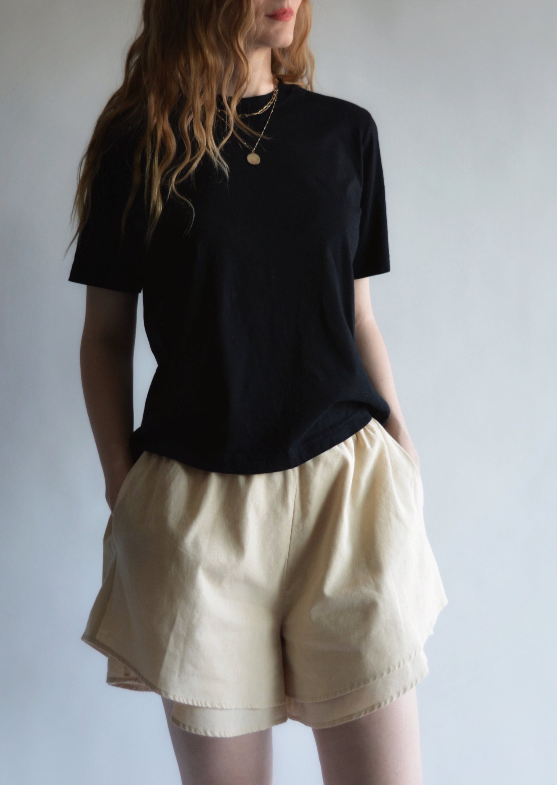 Cotton Shorts in Beige color