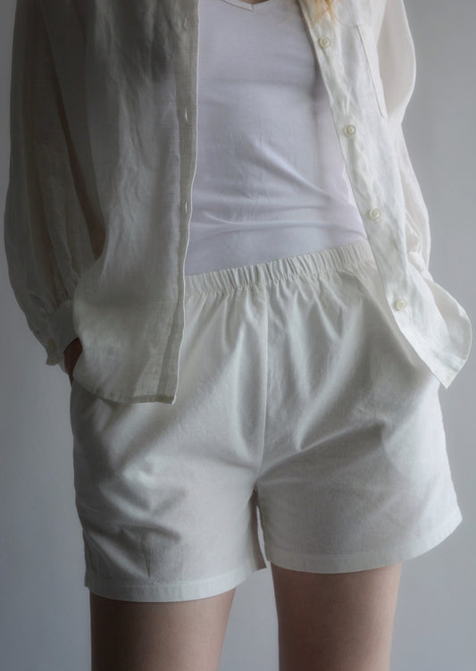 Cotton Shorts in Porcelain color