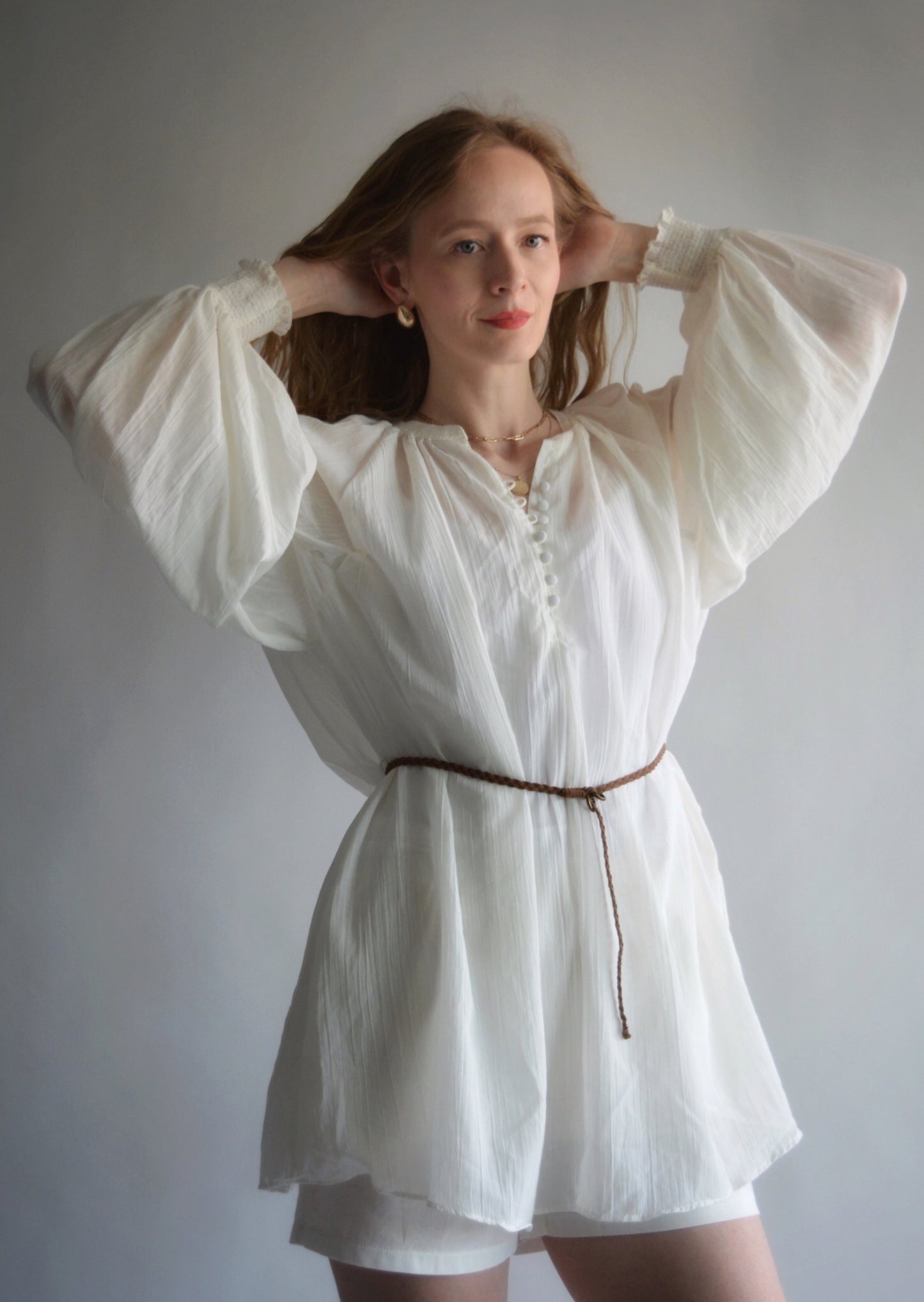 Oversized Tunic Top in White