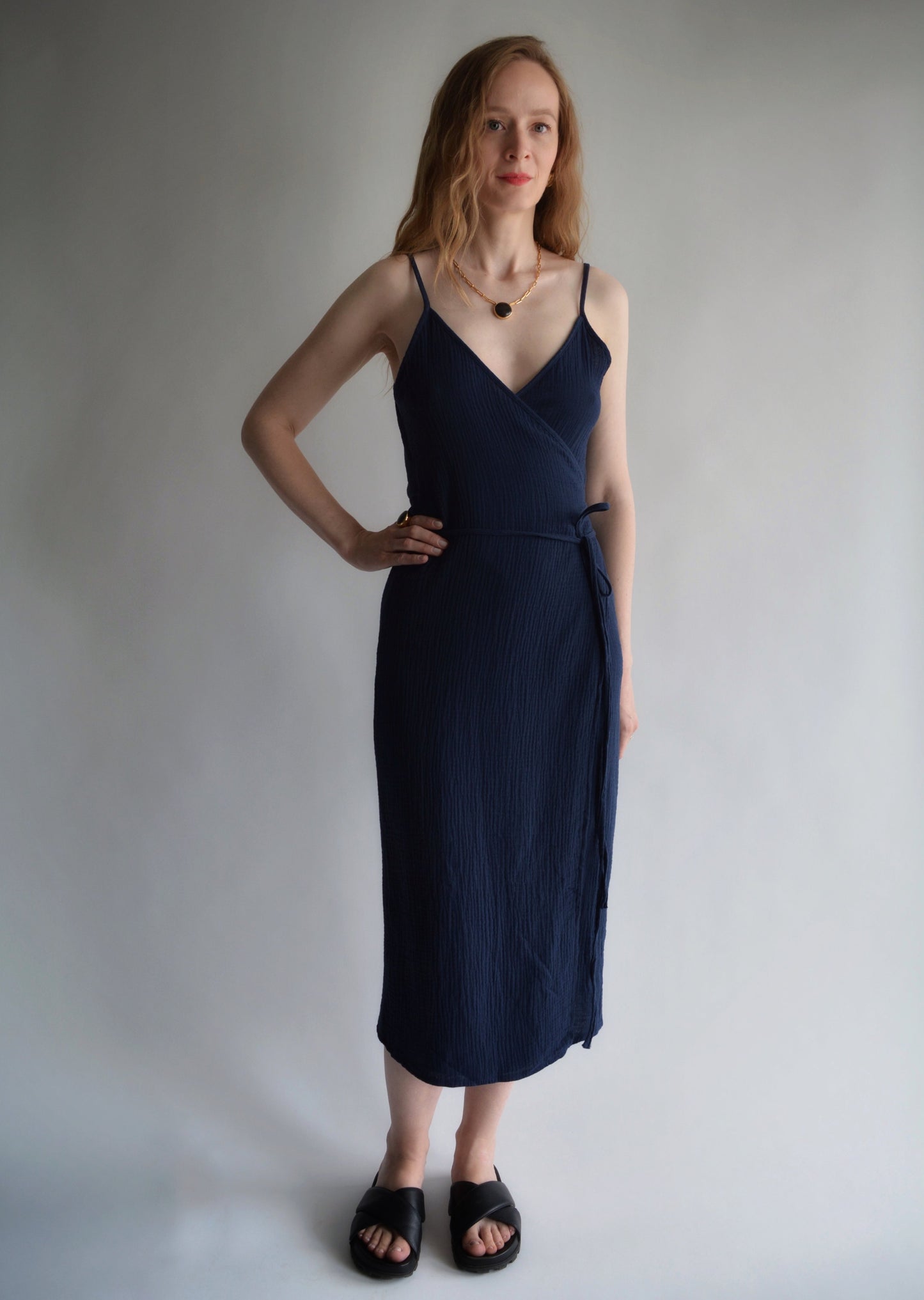 Muslin Dress in Deep Blue