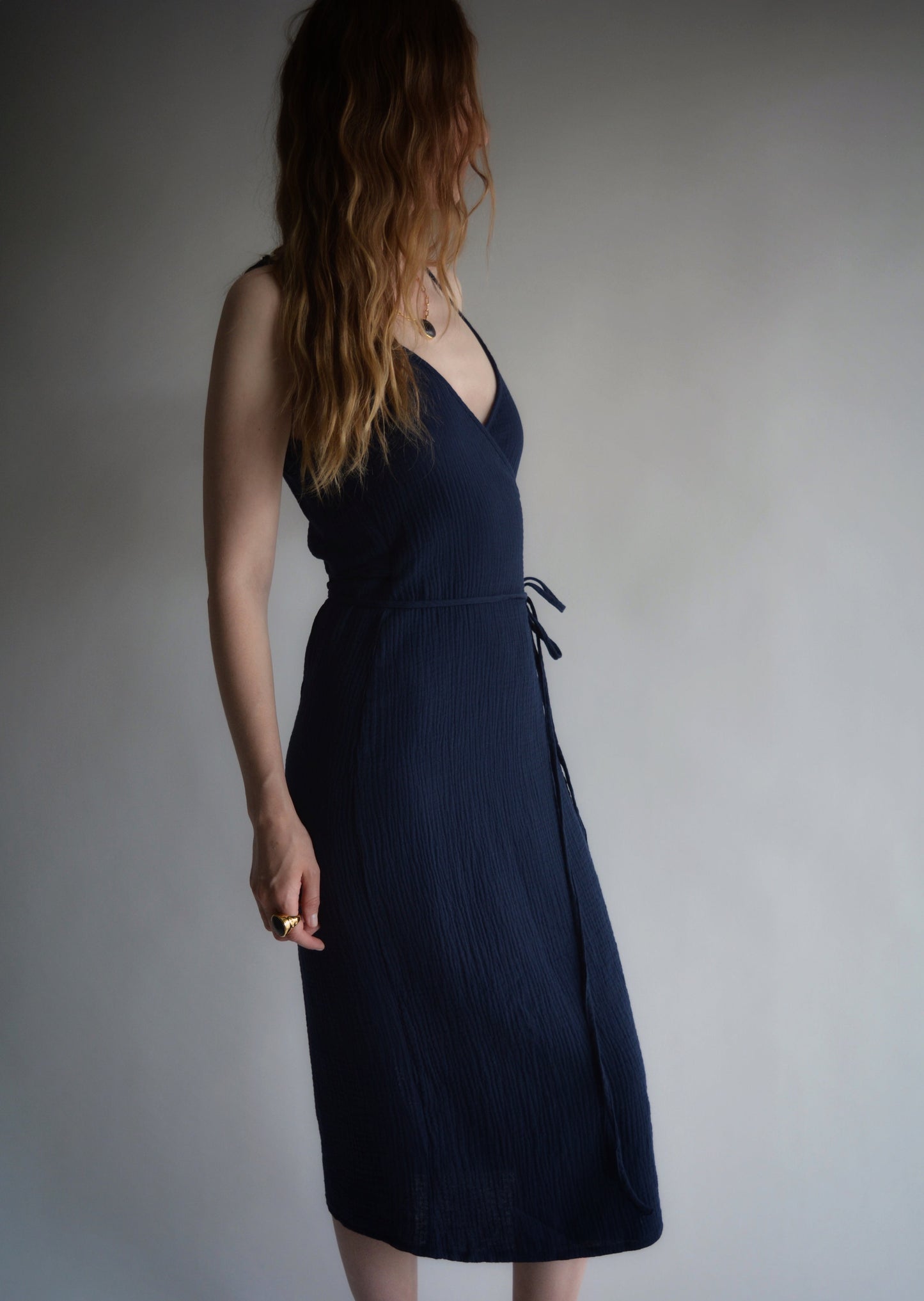 Muslin Dress in Deep Blue