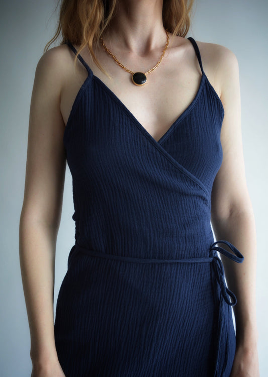 Muslin Dress in Deep Blue
