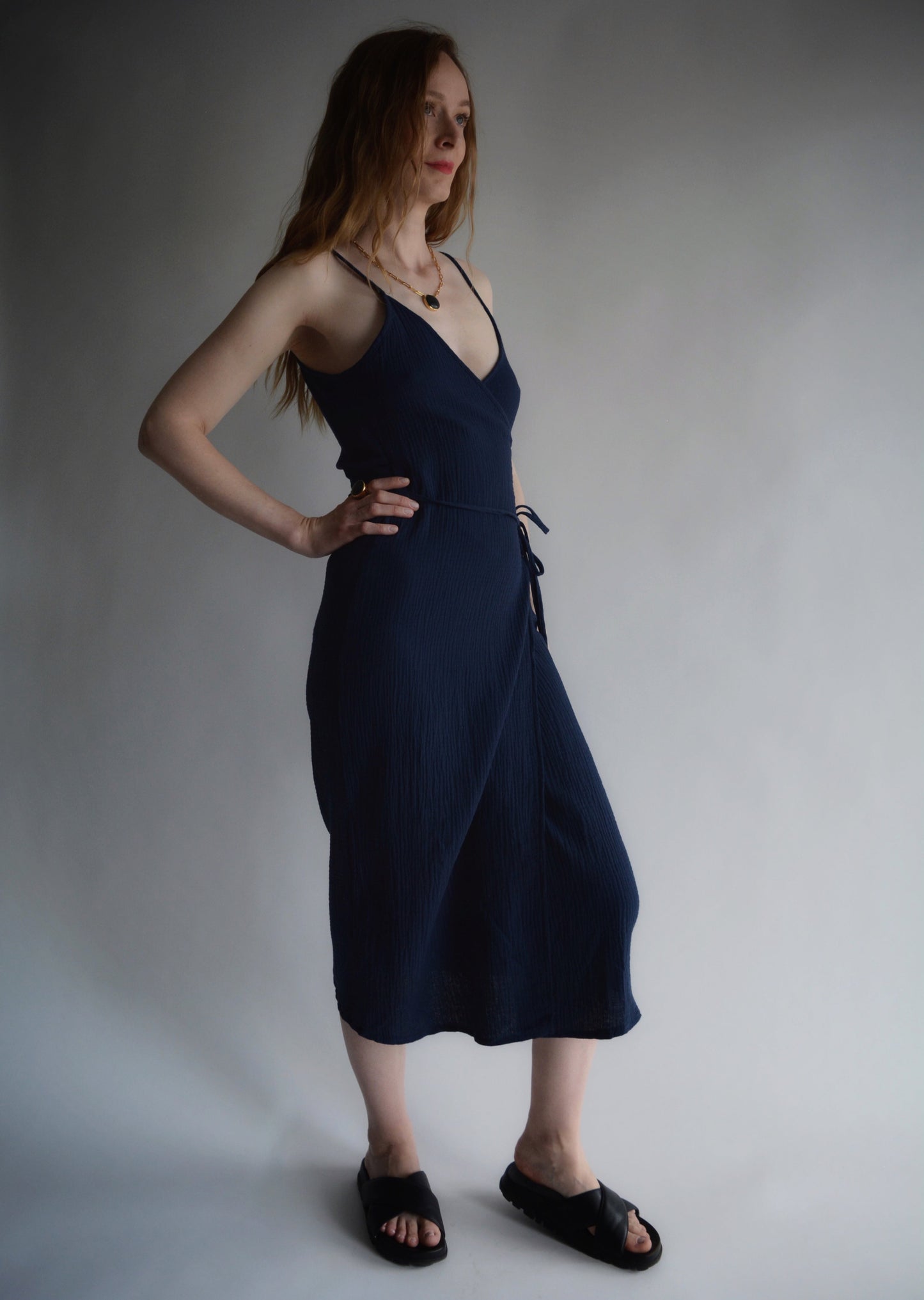 Muslin Dress in Deep Blue