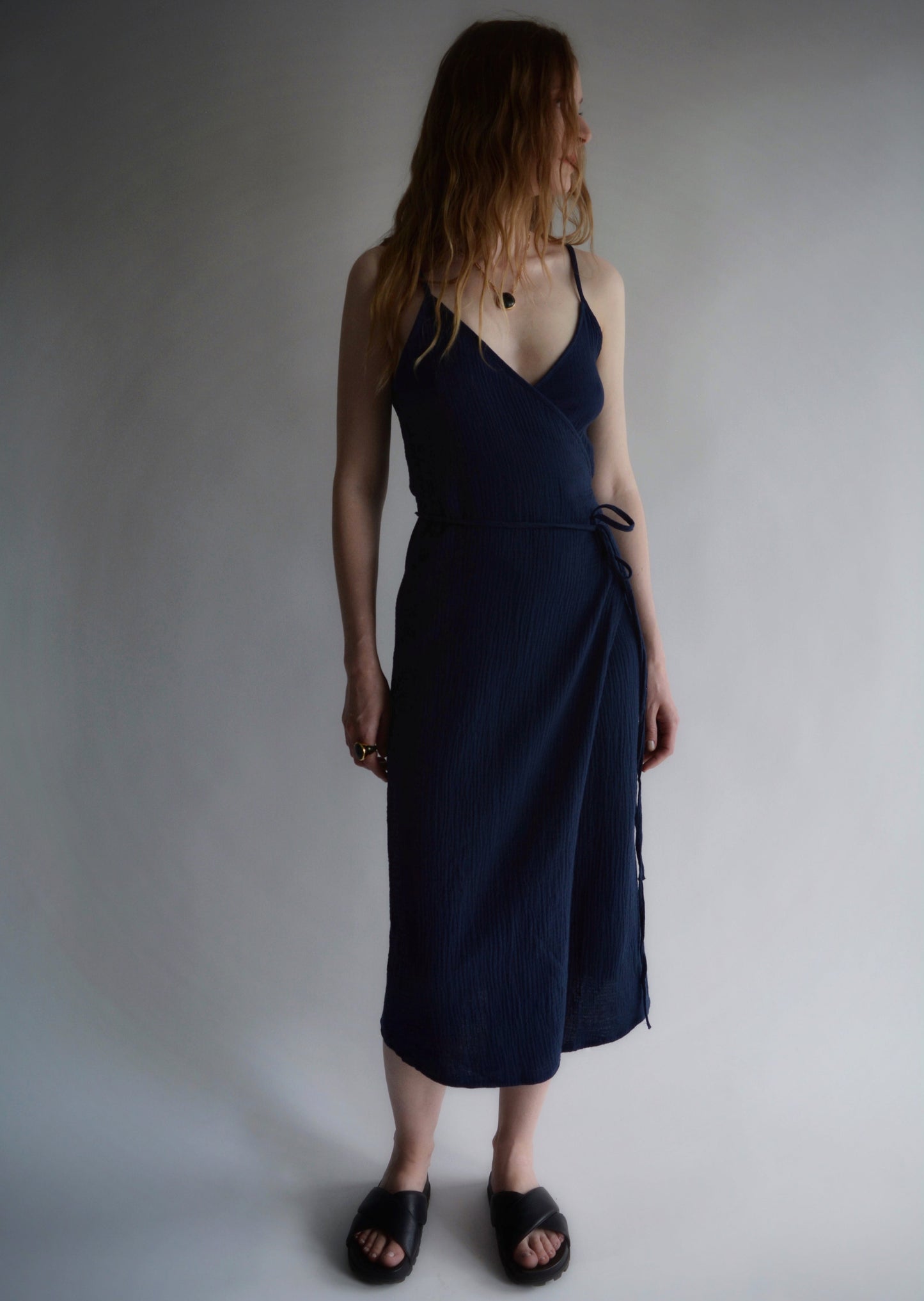 Muslin Dress in Deep Blue