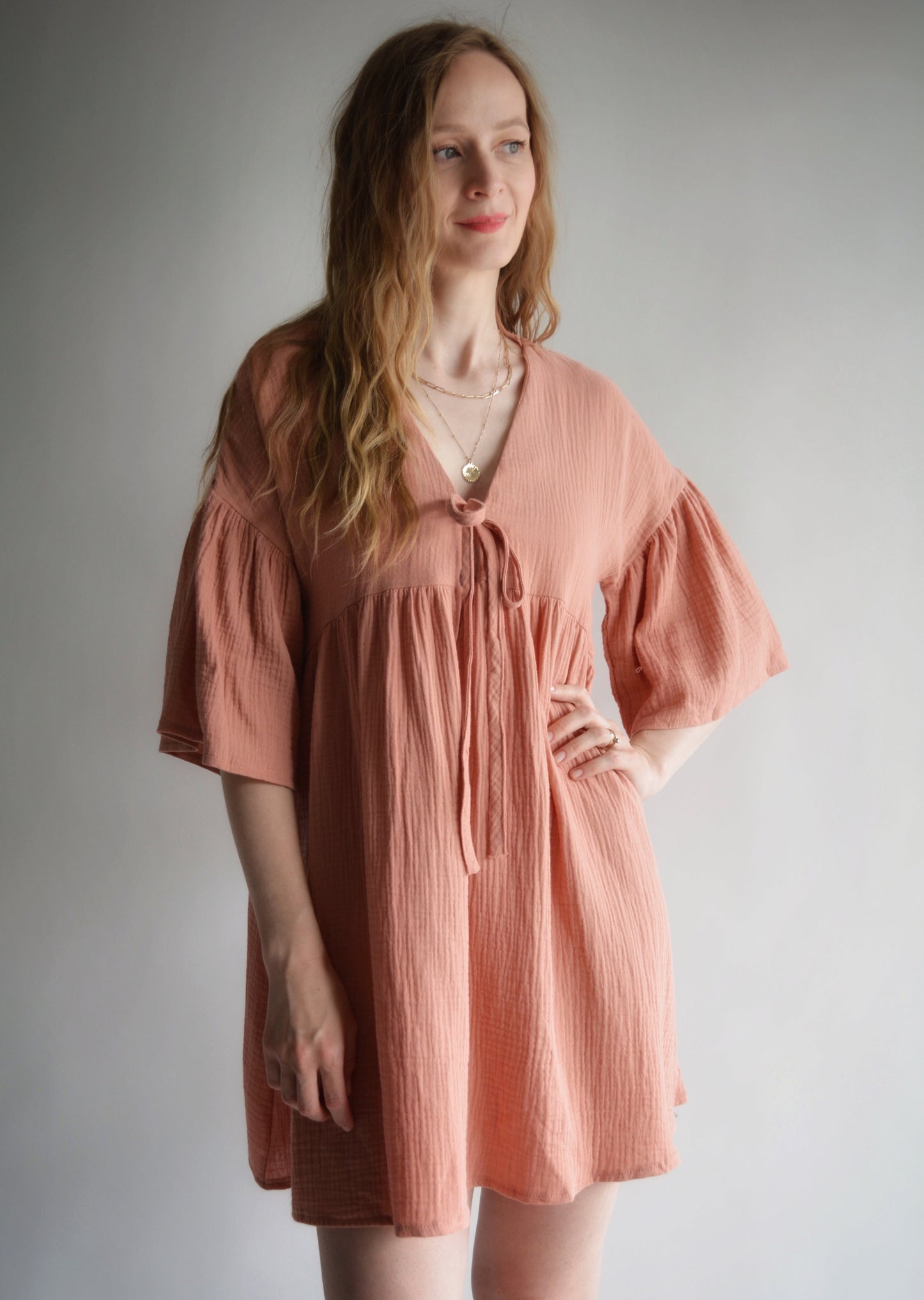 Muslin Dress in Soft Pink