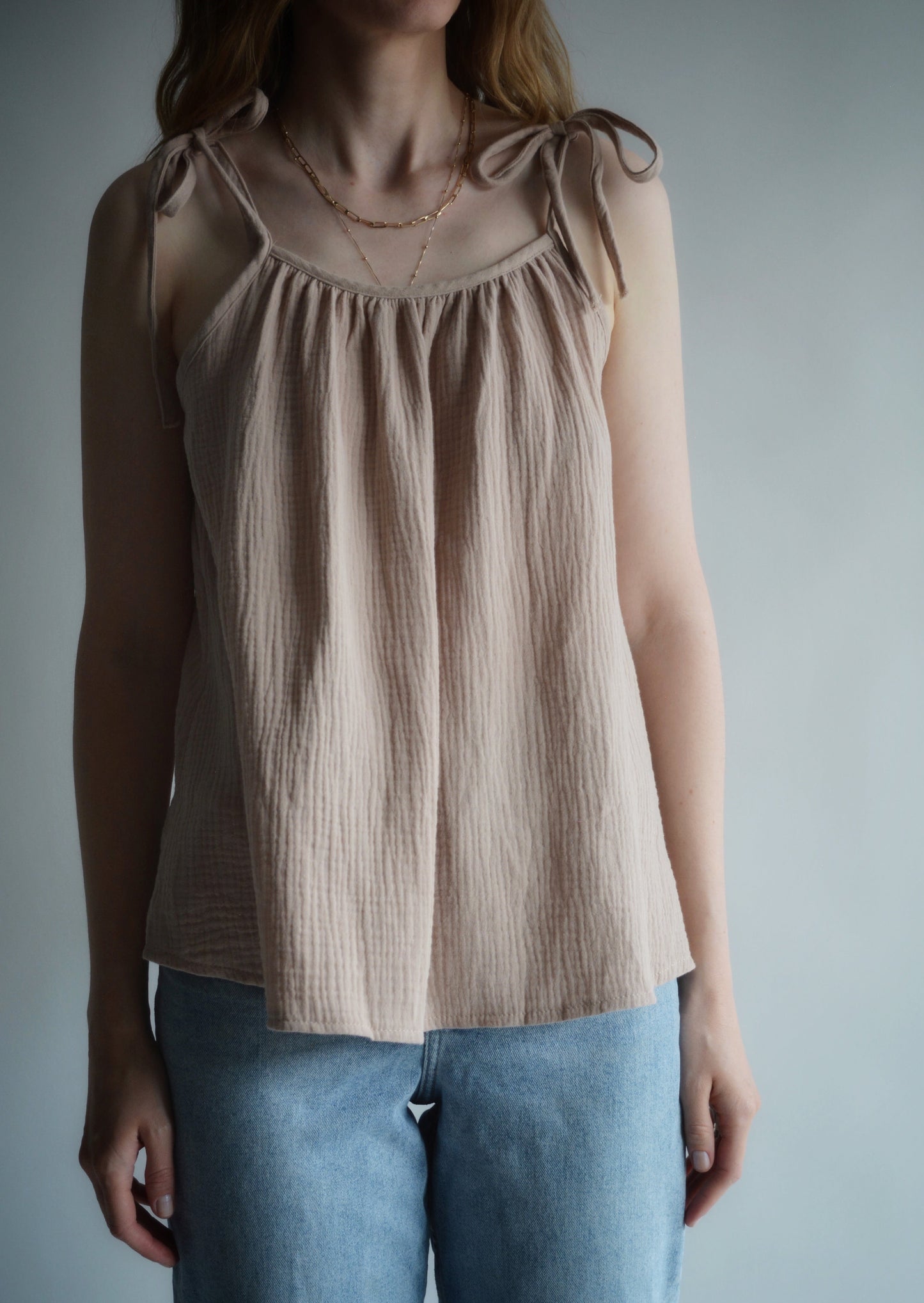 Cotton Tank in Sandy Beige color