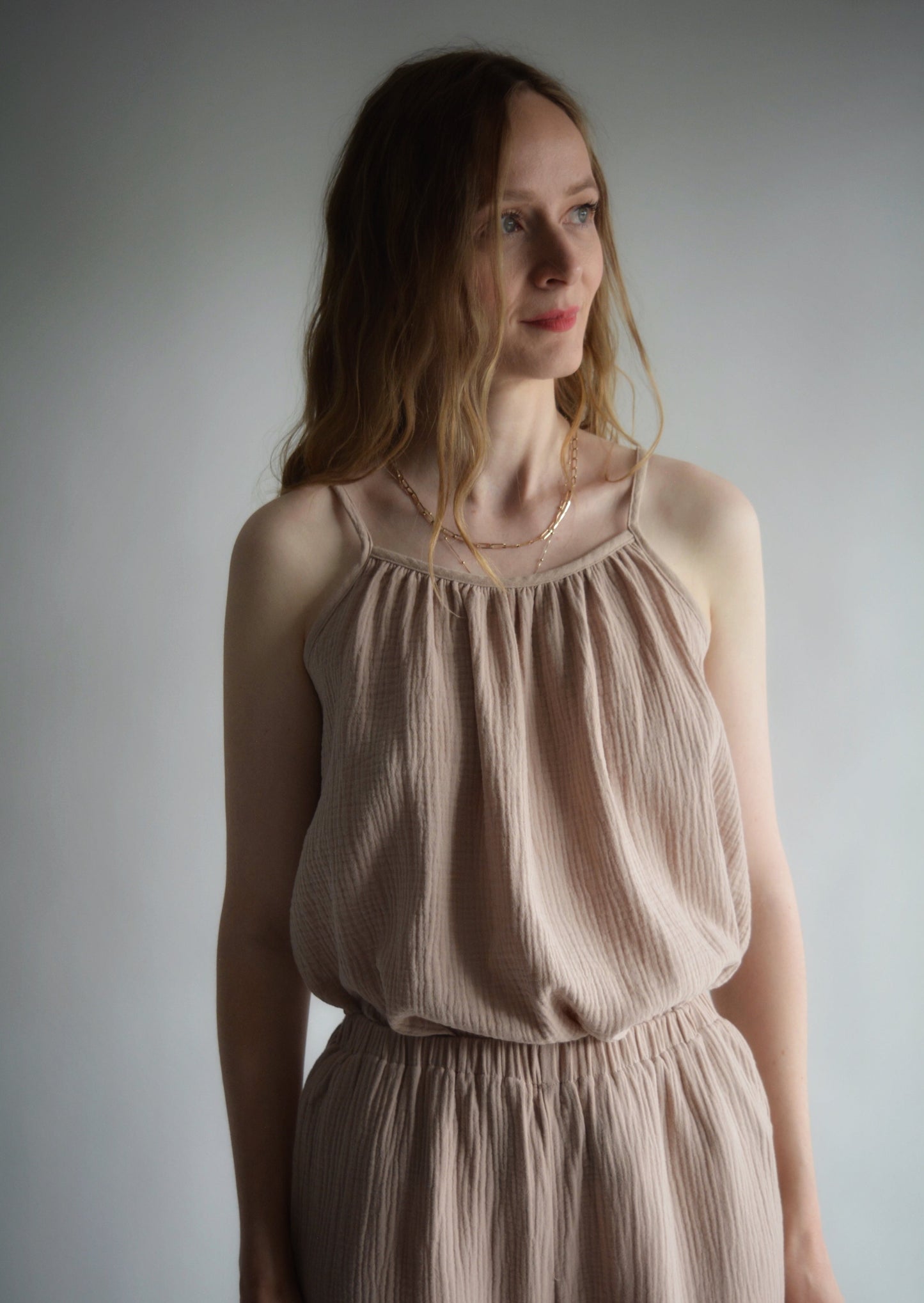 Cotton Tank in Sandy Beige color