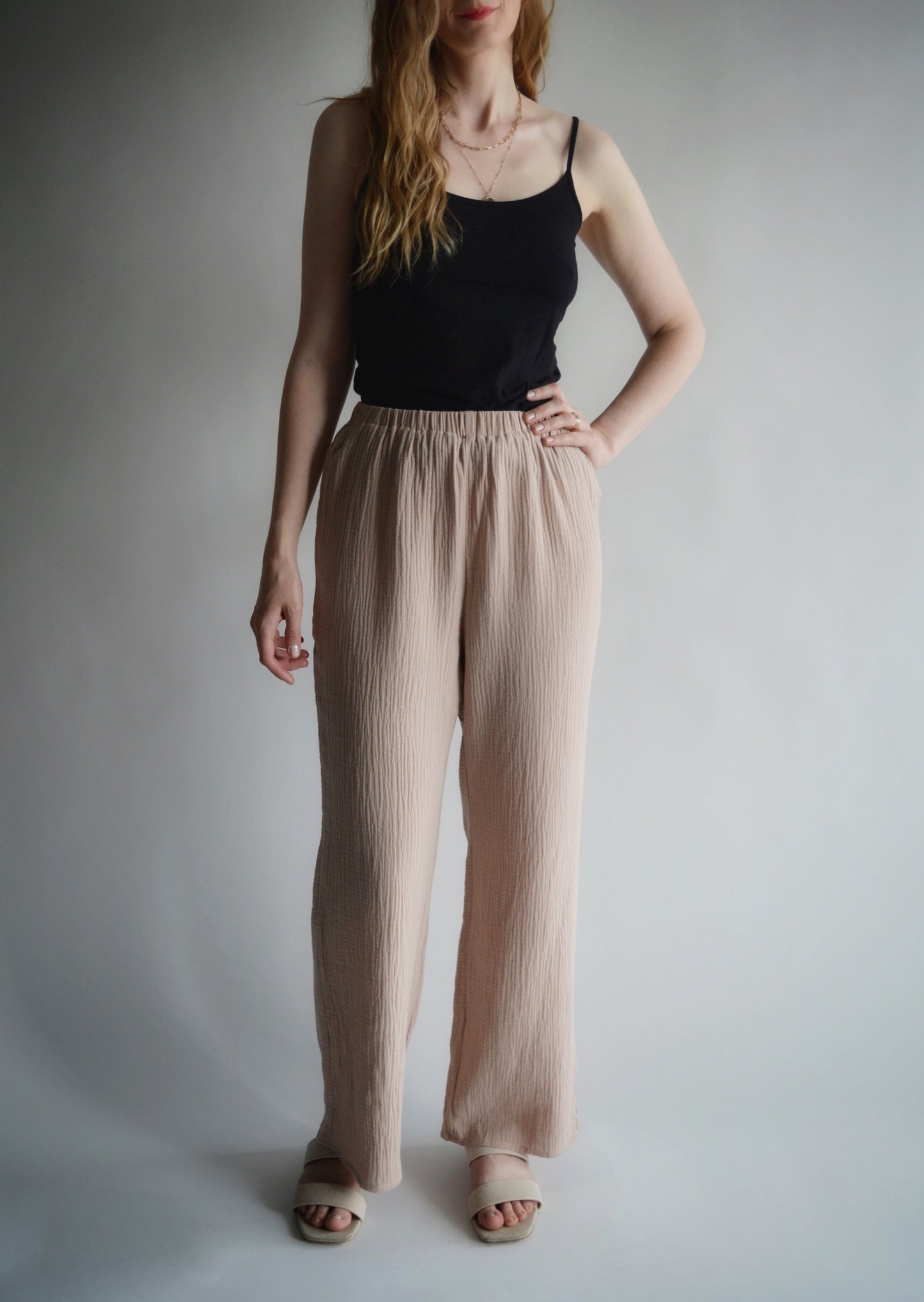 Cotton Pants in Sandy Beige color