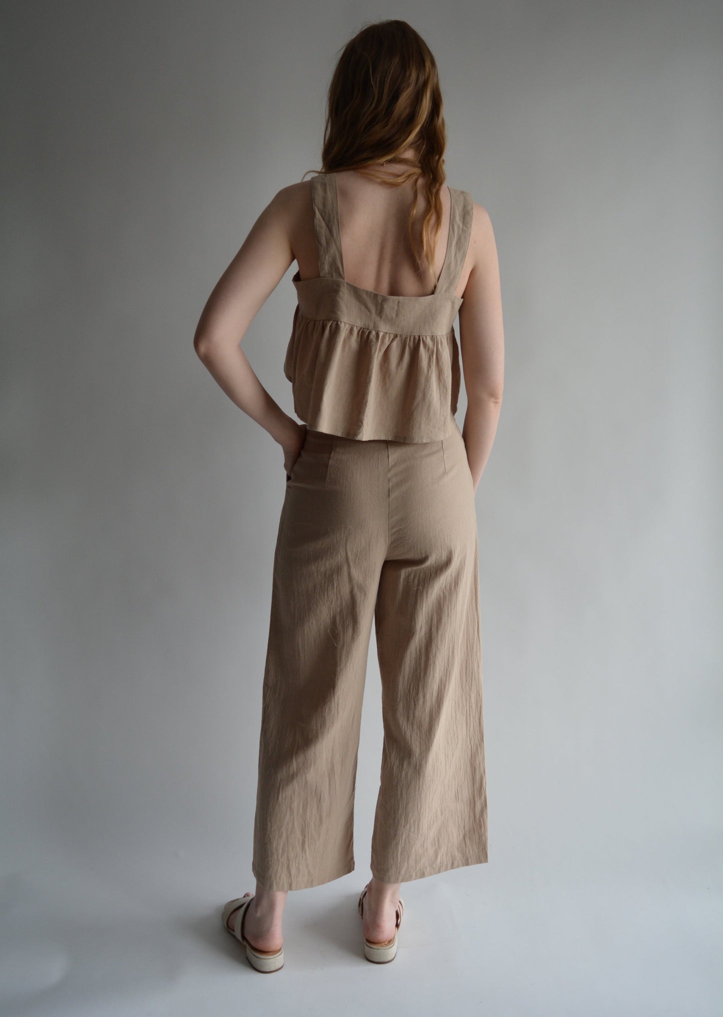 Two-Piece Set: Tank and Pants in Iced Latte (beige)color