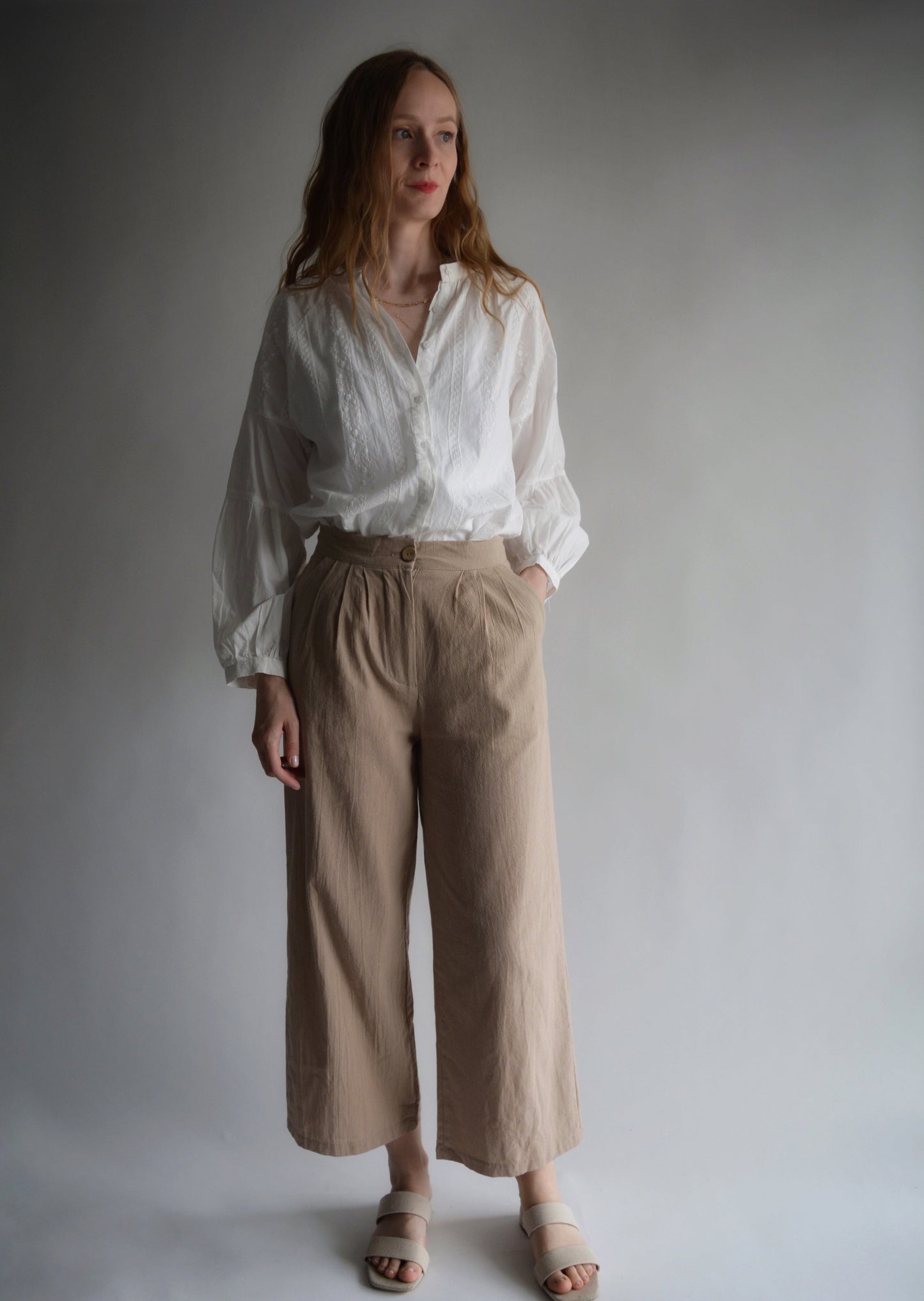 Embroidered Cotton Blouse in Pearl (White) color