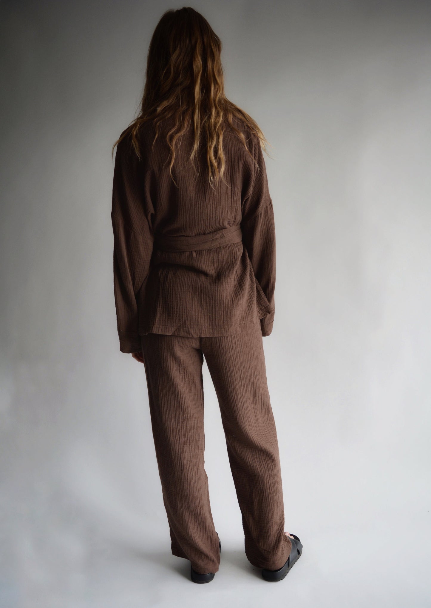 Cotton Muslin (double gauze) Loungewear set in Cocoa Velvet color