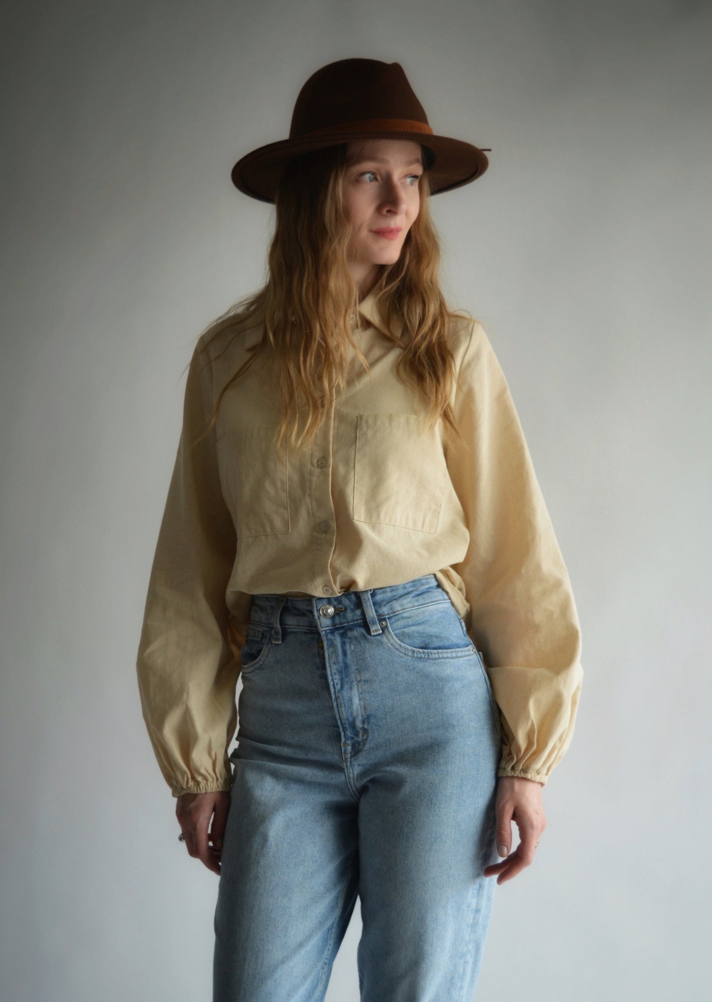 Cotton Blouse in Beige color