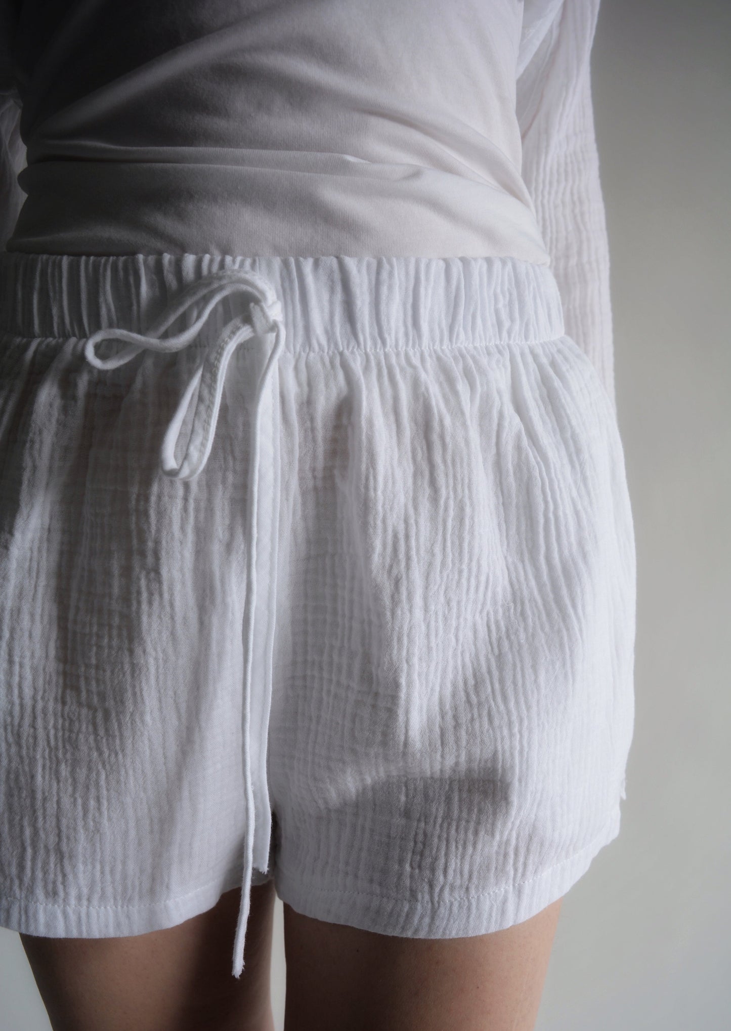 Cotton Muslin Sleepwear Set in White color