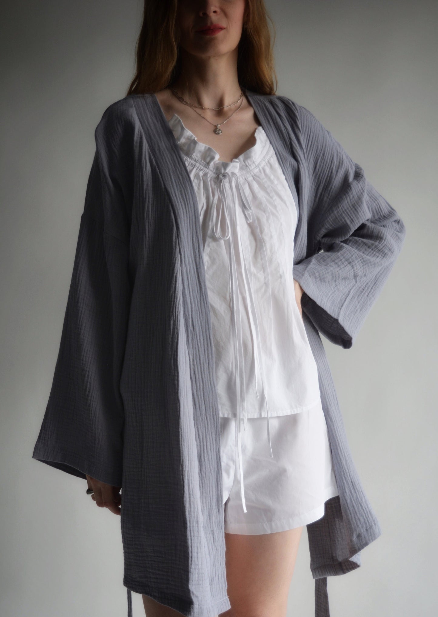 Cotton Muslin Robe in Smokey Amethyst color