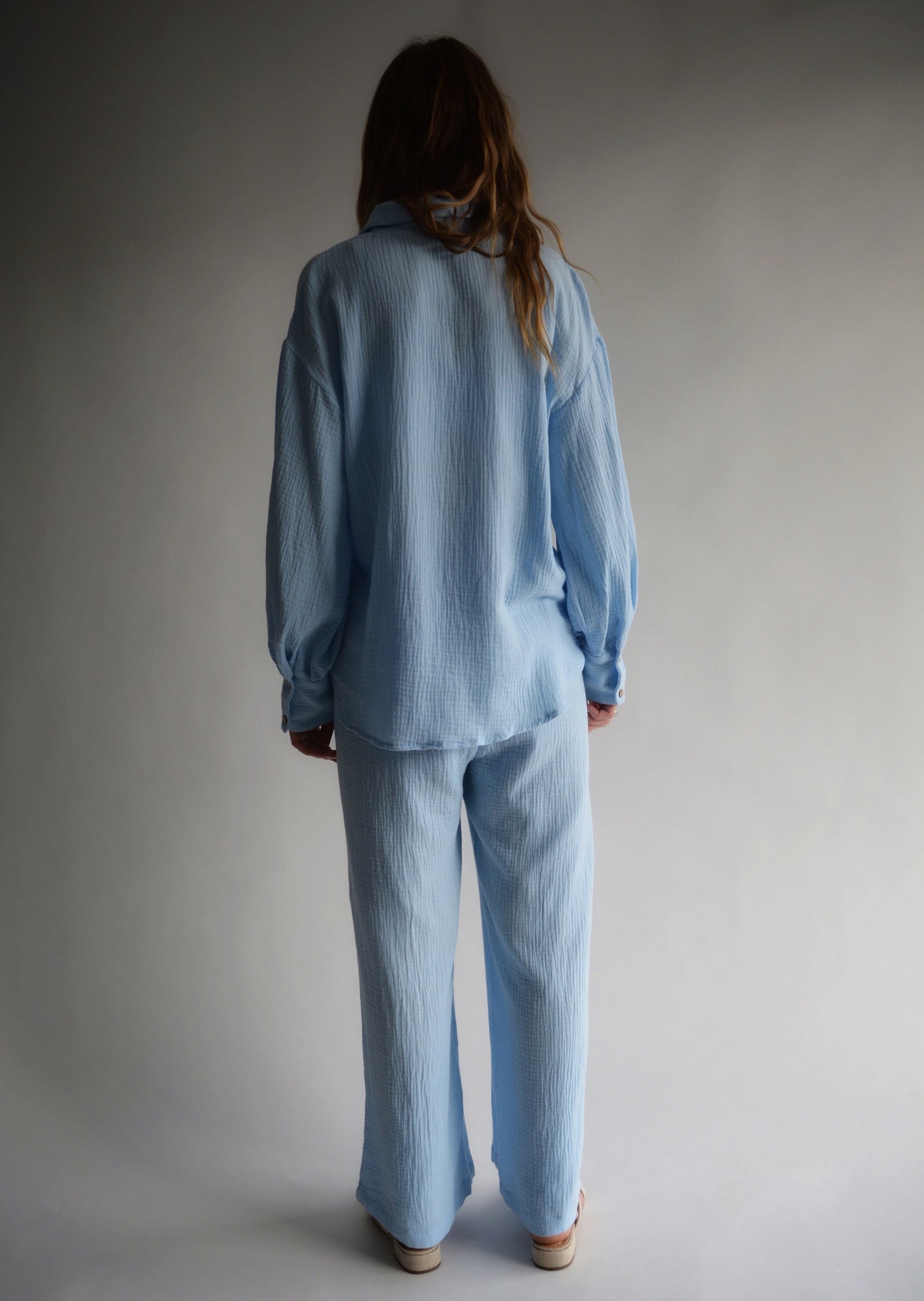 Cotton Muslin Top in Light Blue