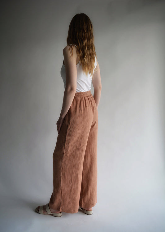 Muslin Pants in Blush Brown Color