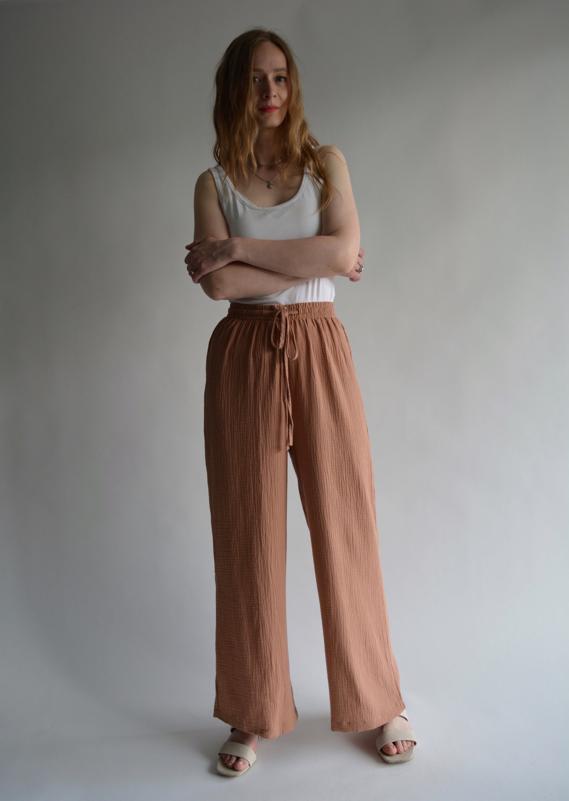 Muslin Pants in Blush Brown Color