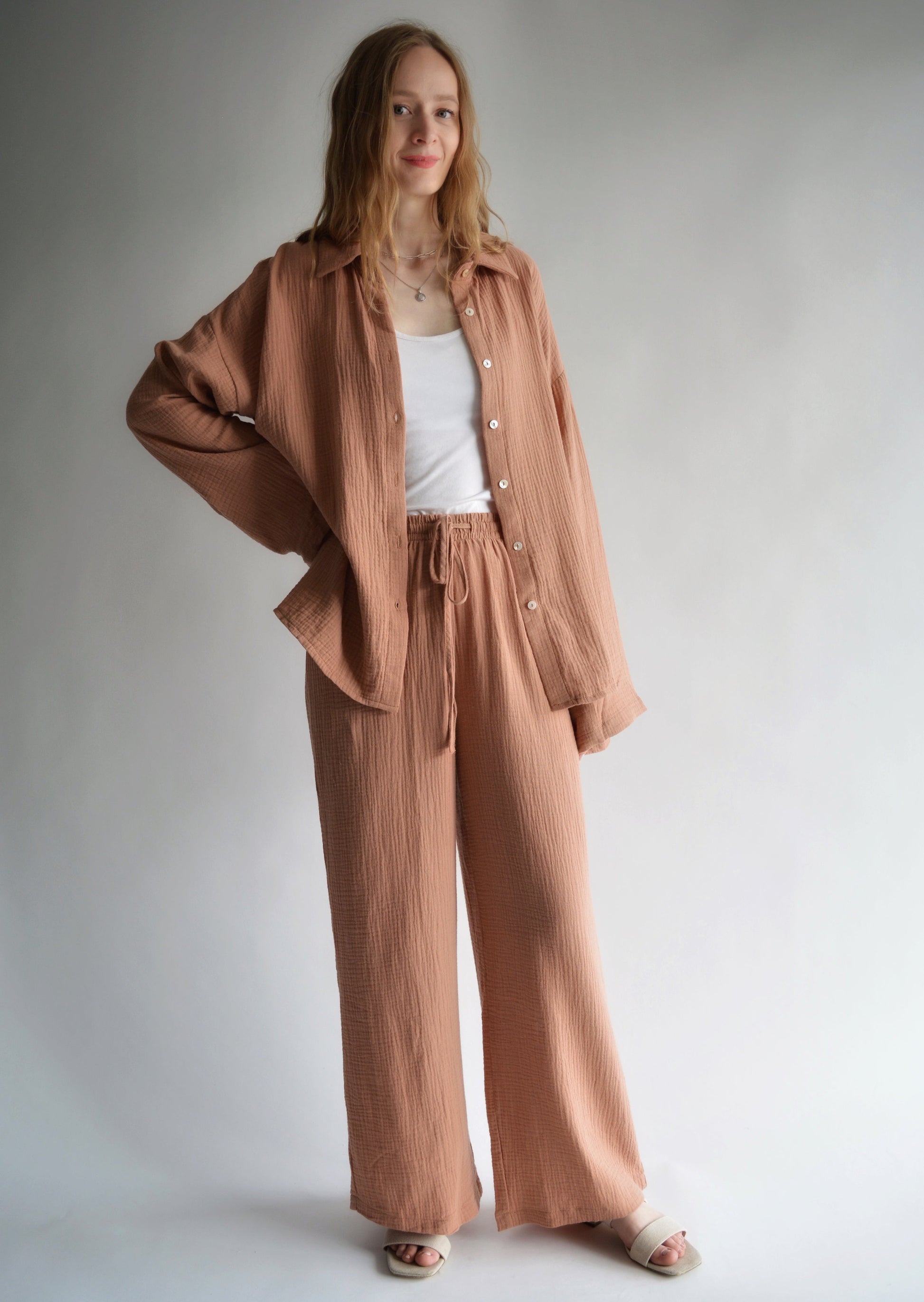 Muslin Pants in Blush Brown Color
