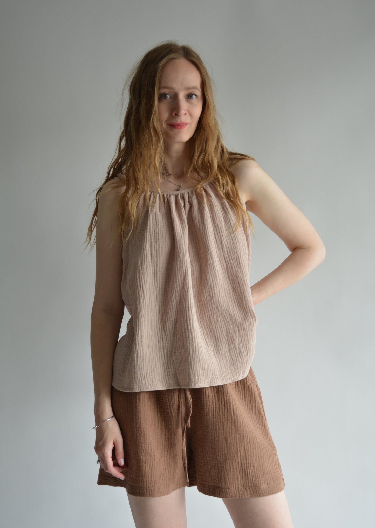 Cotton Tank in Sandy Beige color