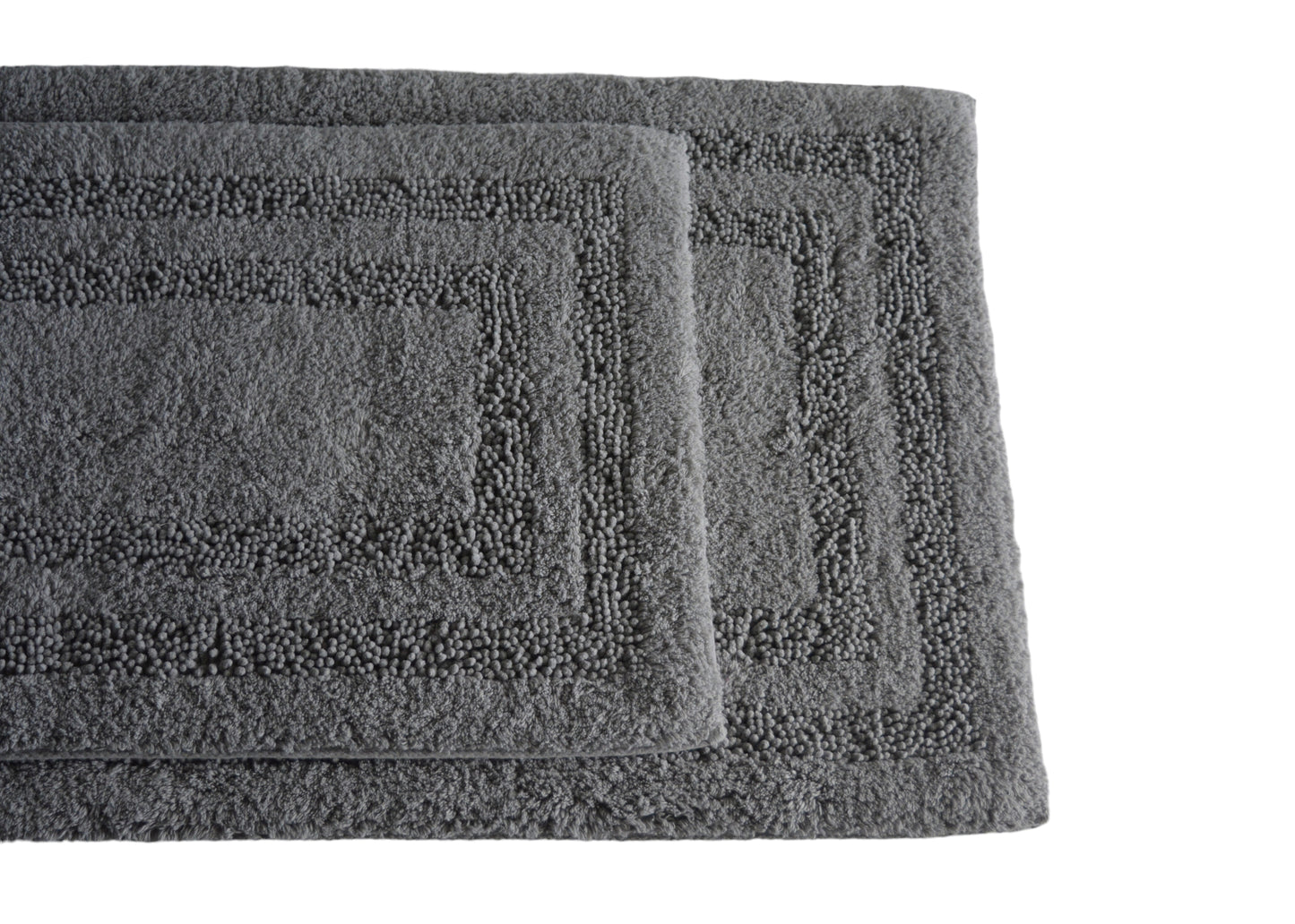 Luxury Cotton Bath Rugs Set of 2 in Silver Grey color