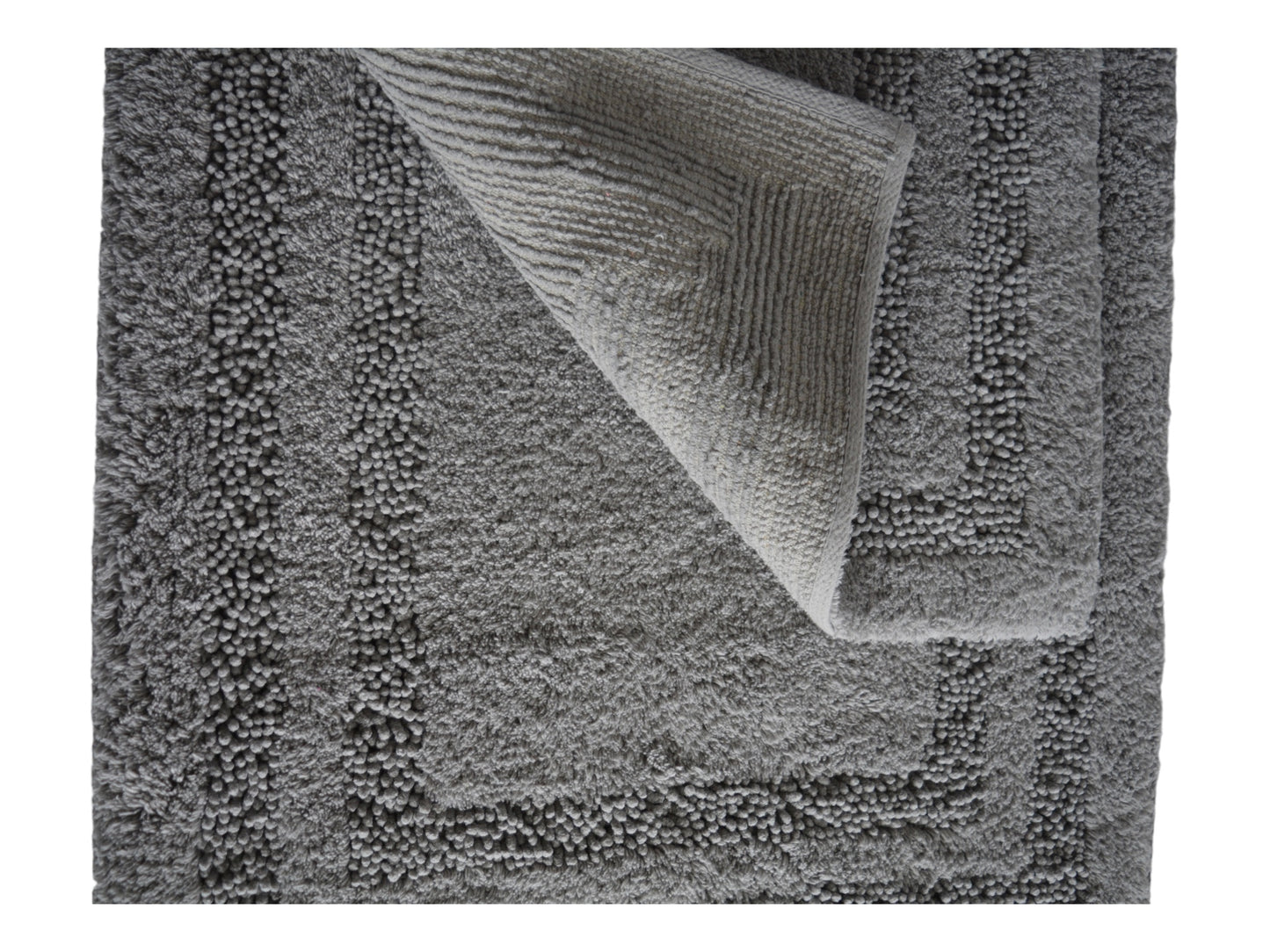 Luxury Cotton Bath Rugs Set of 2 in Silver Grey color