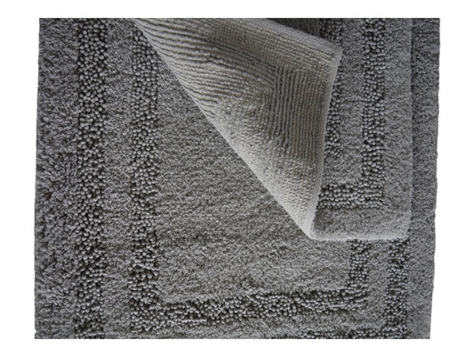Luxury Cotton Bath Rugs Set of 2 in Silver Grey color
