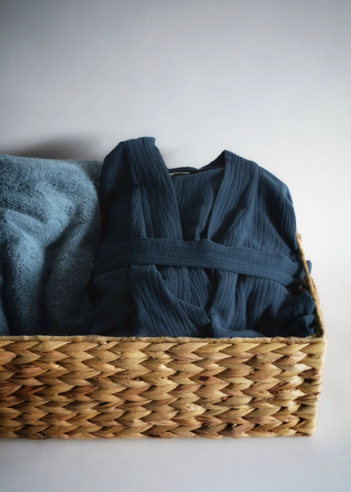 Cotton Muslin Double gauze Robe in Deep Blue color