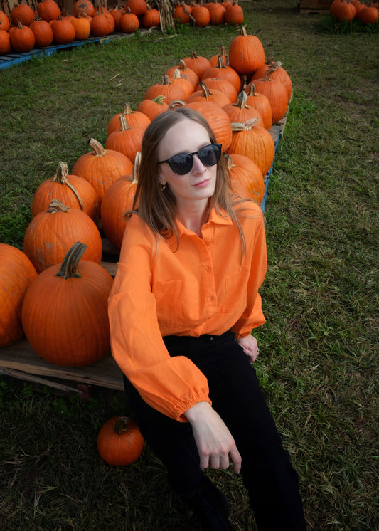 Cotton Blouse in Tangerine color