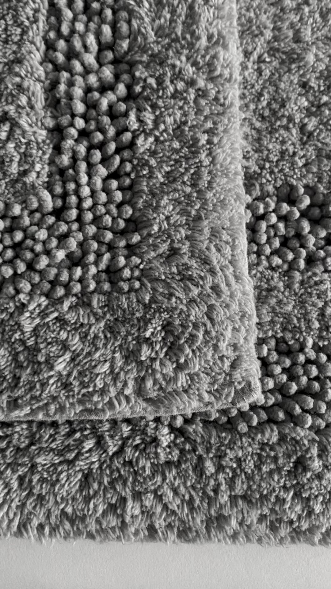 Luxury Cotton Bath Rugs Set of 2 in Silver Grey color