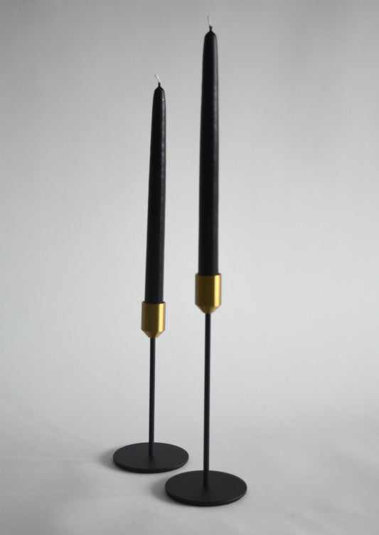 Metal Candlestick, set of 2, black&gold