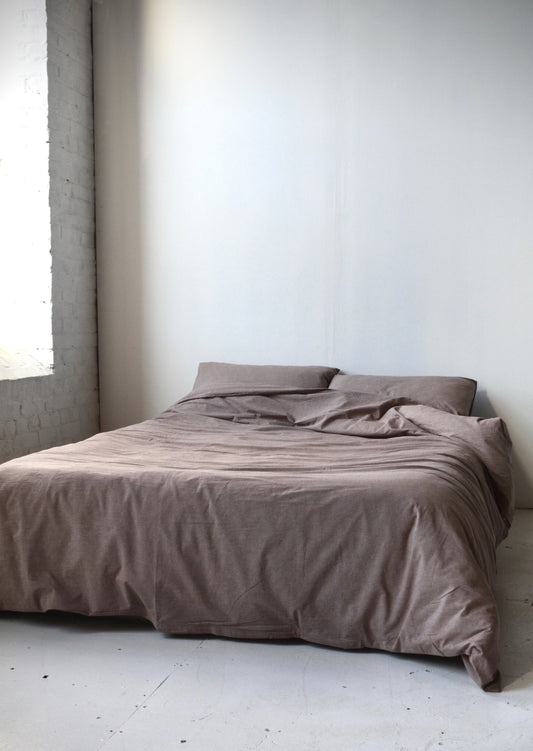 Full/Queen Cotton Duvet Cover Set in Smoky Quartz (Purple) color