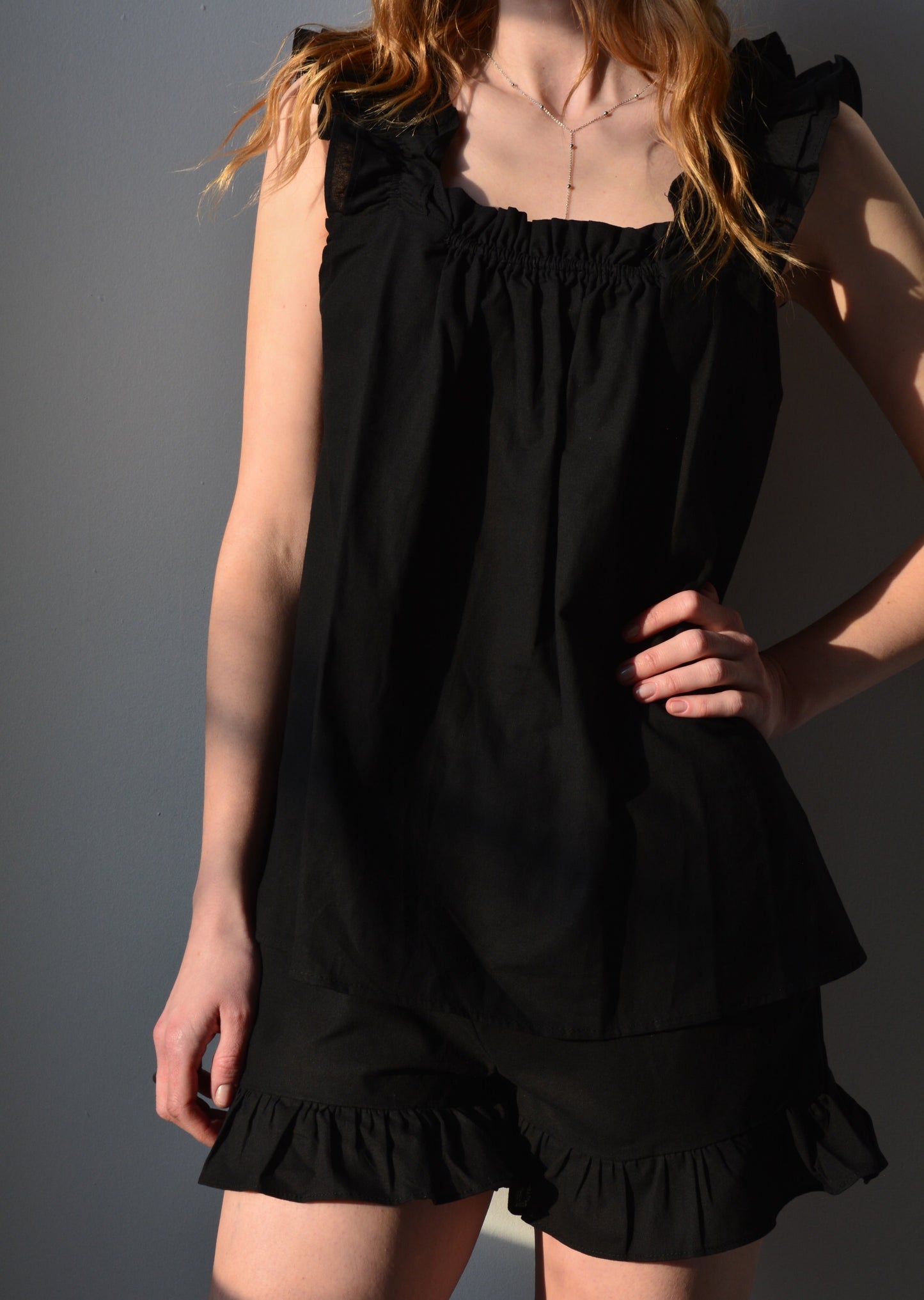 Cotton Loungewear Set in Black