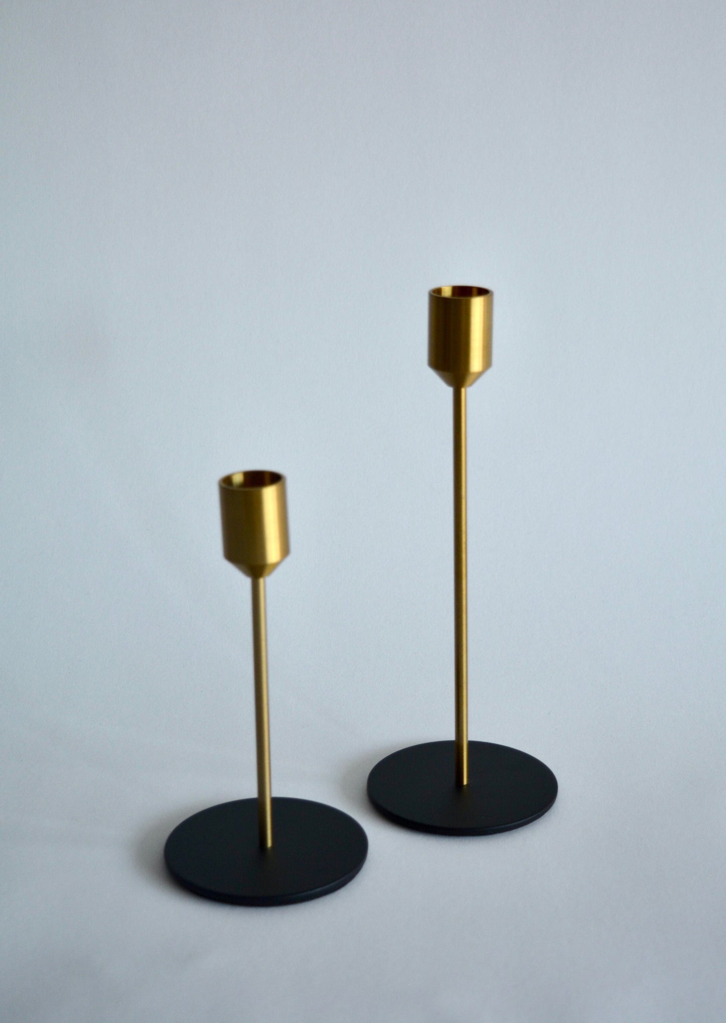 Metal Candlestick, set of 2, black&gold