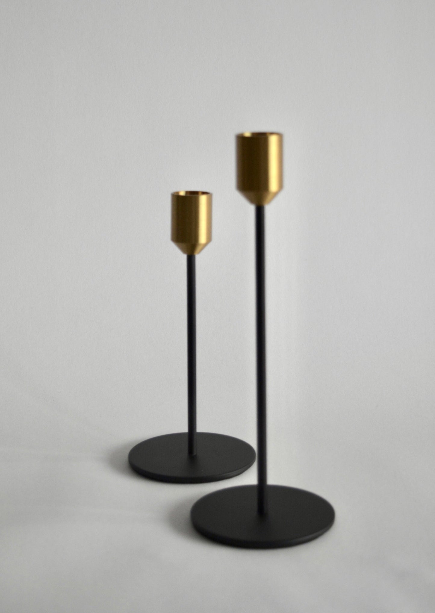 Metal Candlestick, set of 2, black&gold