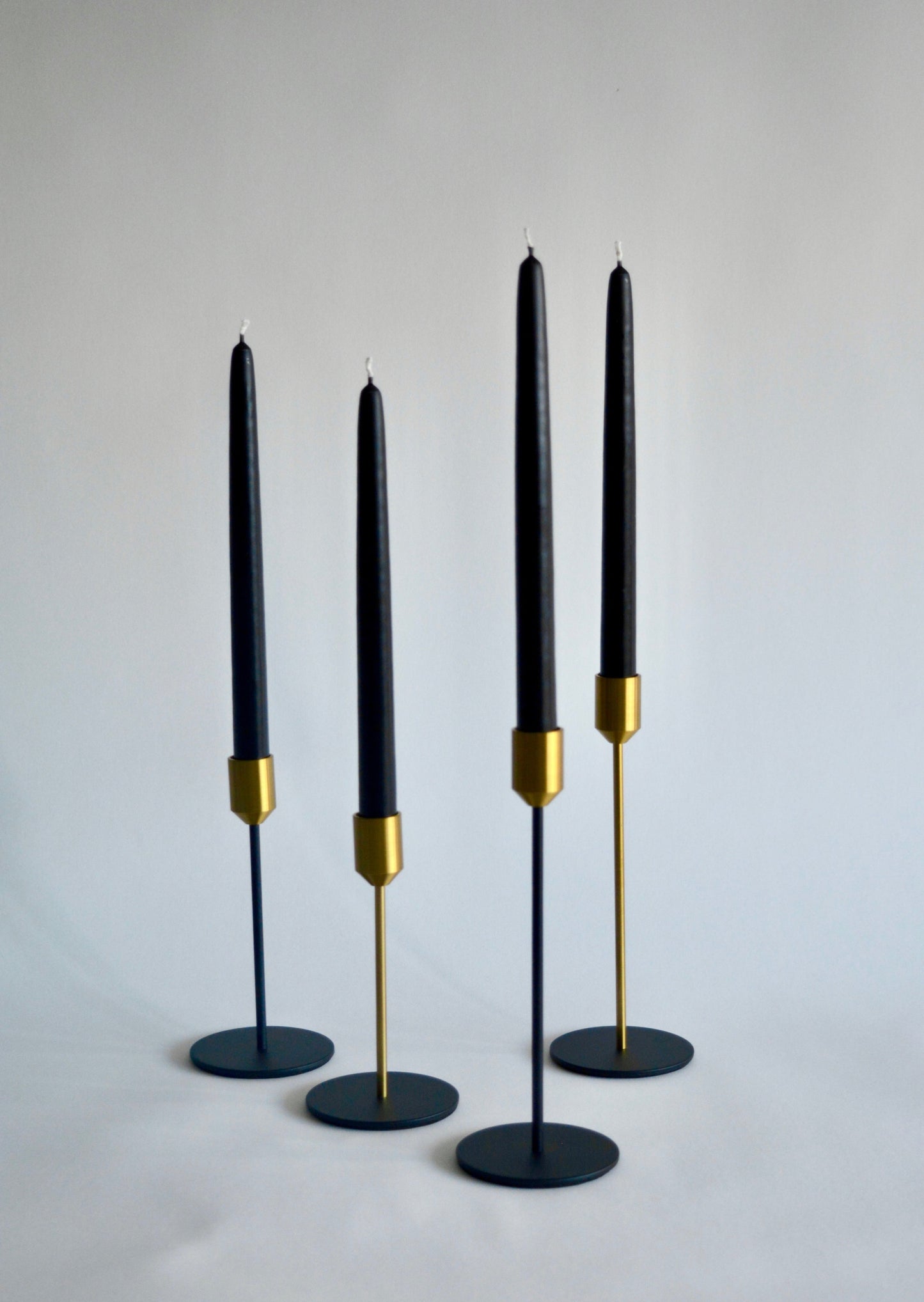 Metal Candlestick, set of 2, black&gold