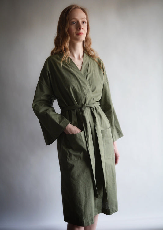 Cotton Robe in green color