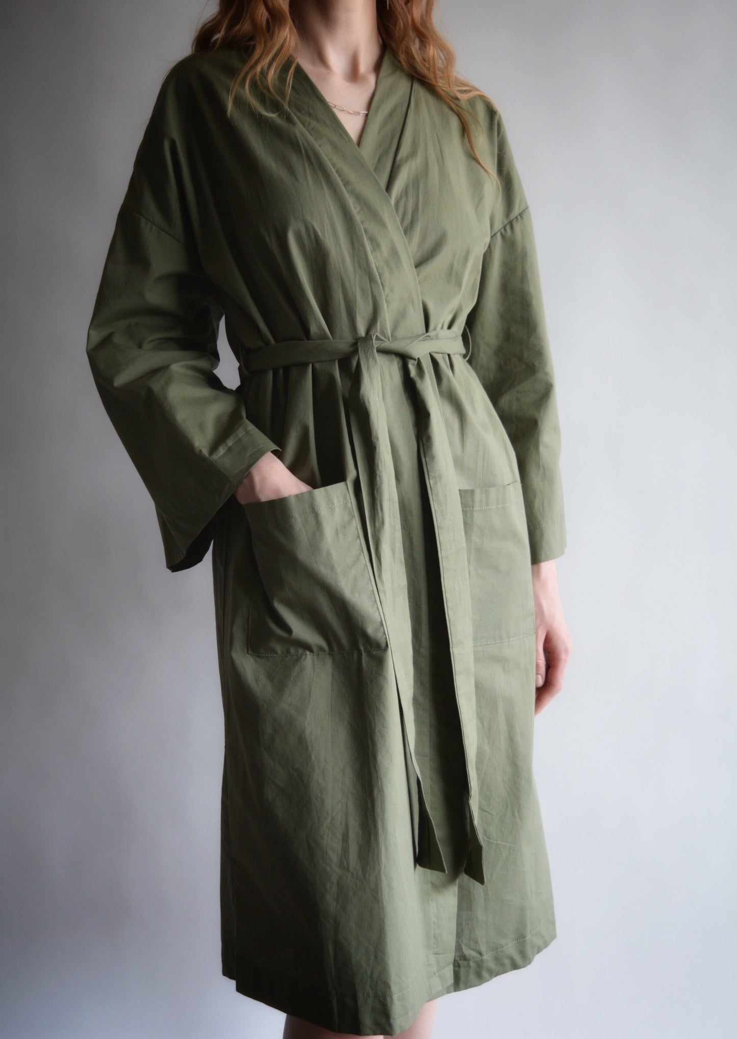 Cotton Robe in green color