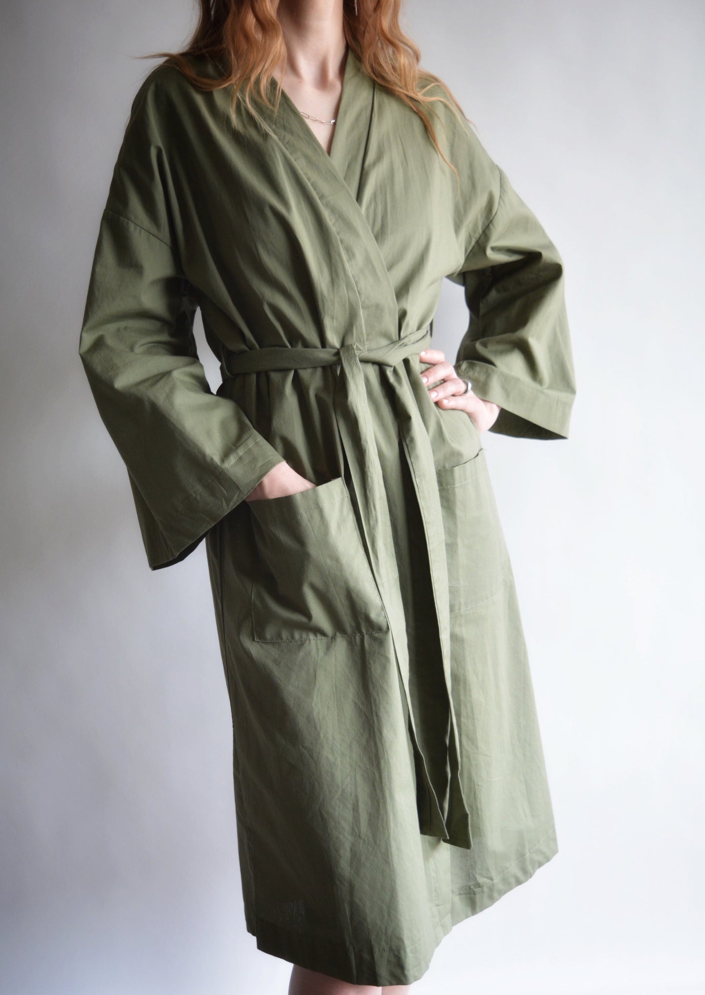 Cotton Robe in green color