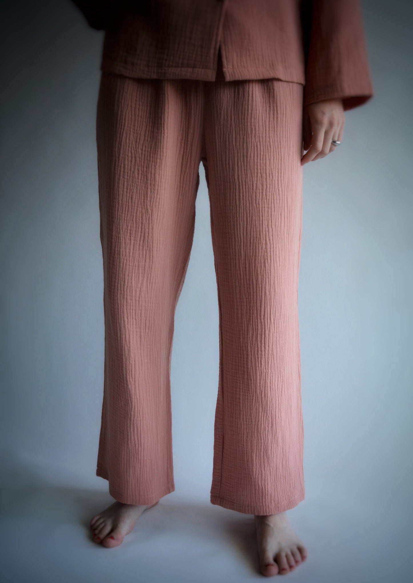 Cotton Muslin double gauze Sleepwear Set pajama set in pink color
