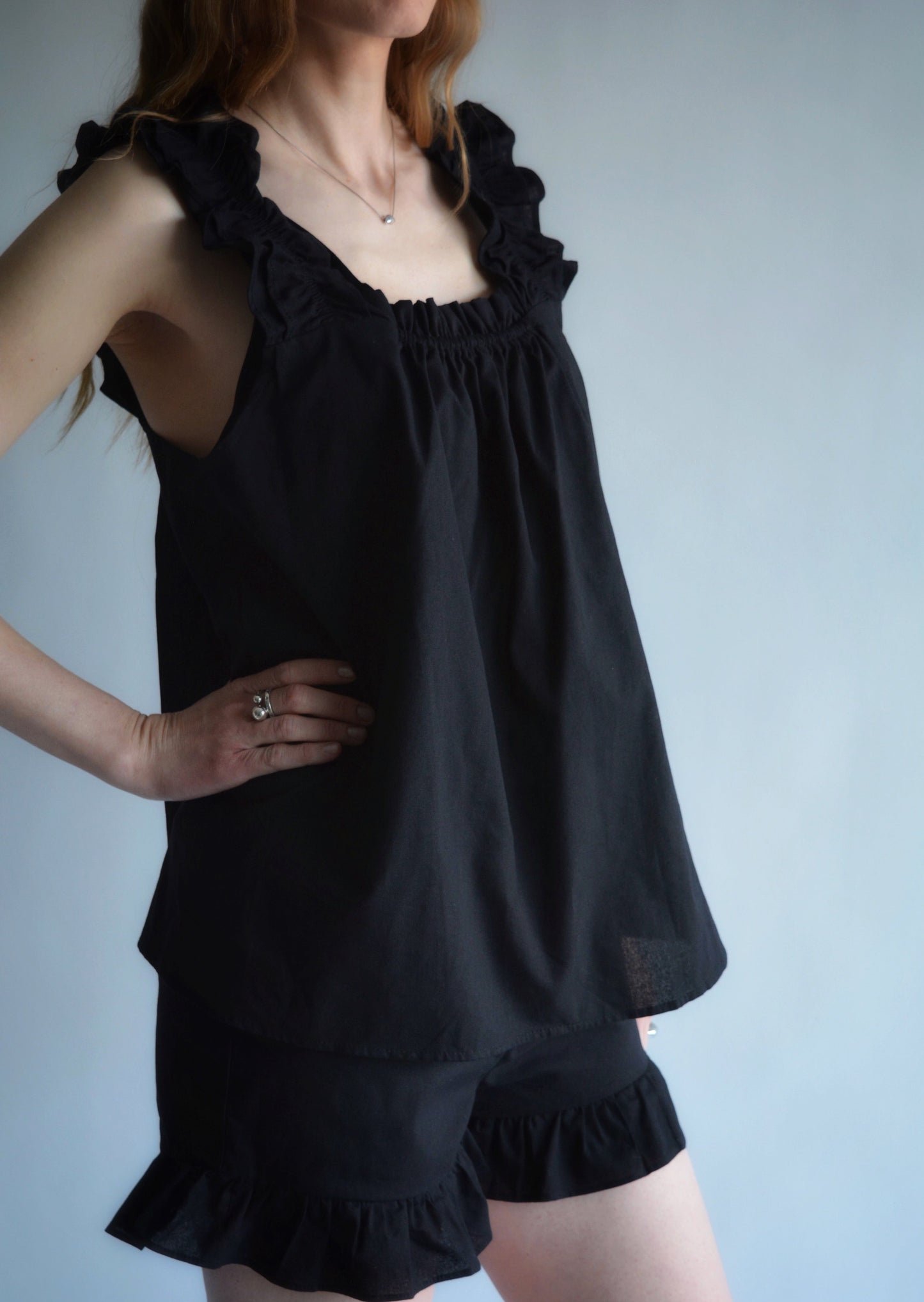 Cotton Loungewear Set in Black