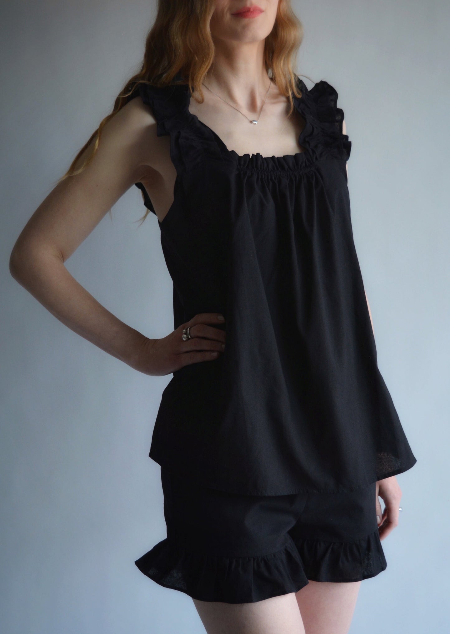 Cotton Loungewear Set in Black
