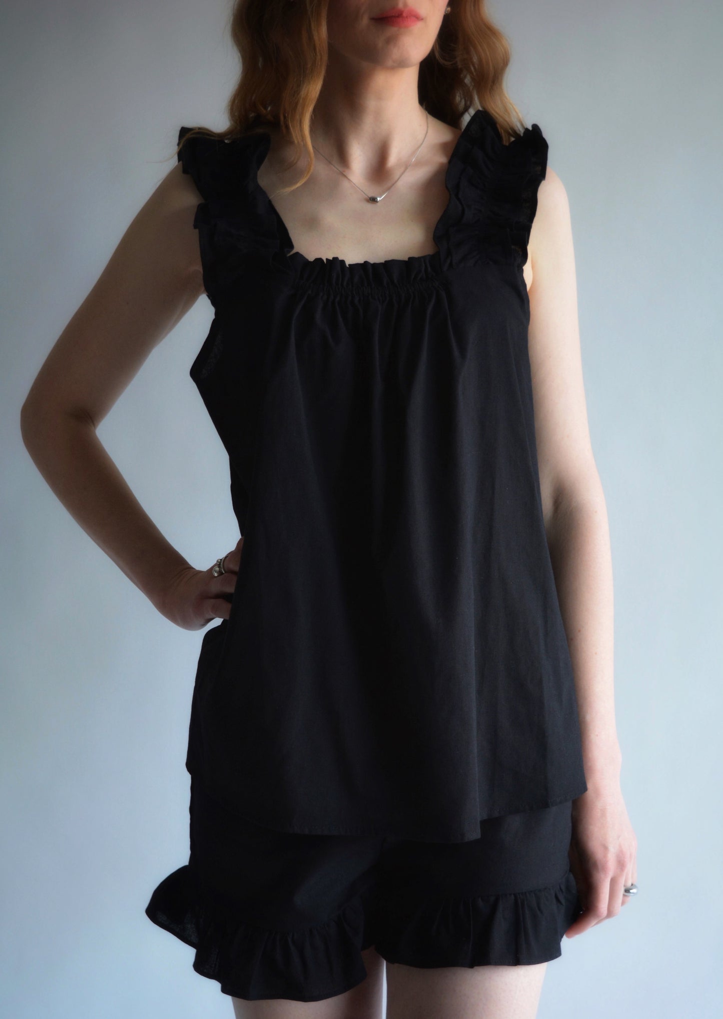 Cotton Loungewear Set in Black