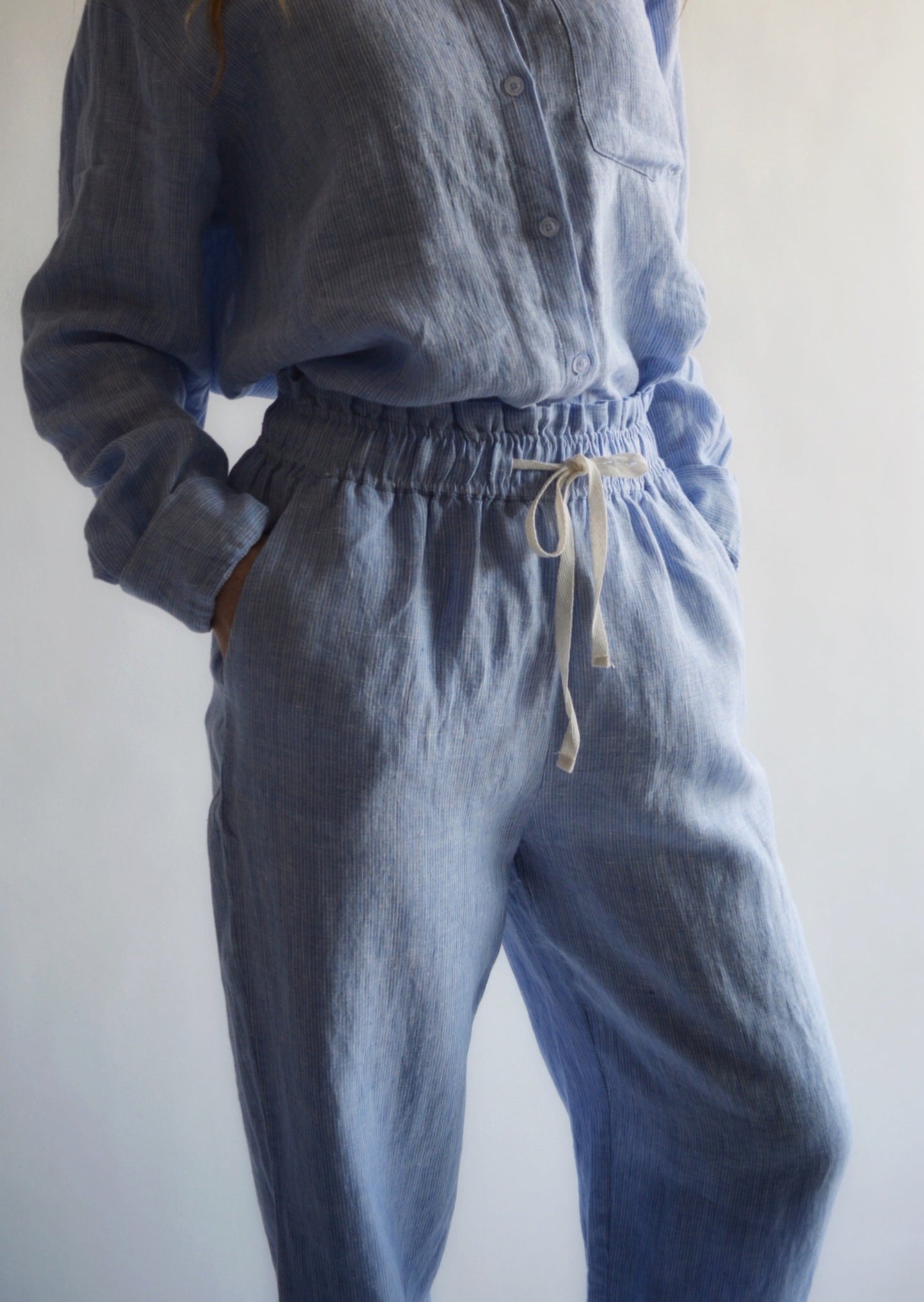 Linen Pants in Clear Sky color