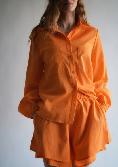 Cotton Blouse in Tangerine color